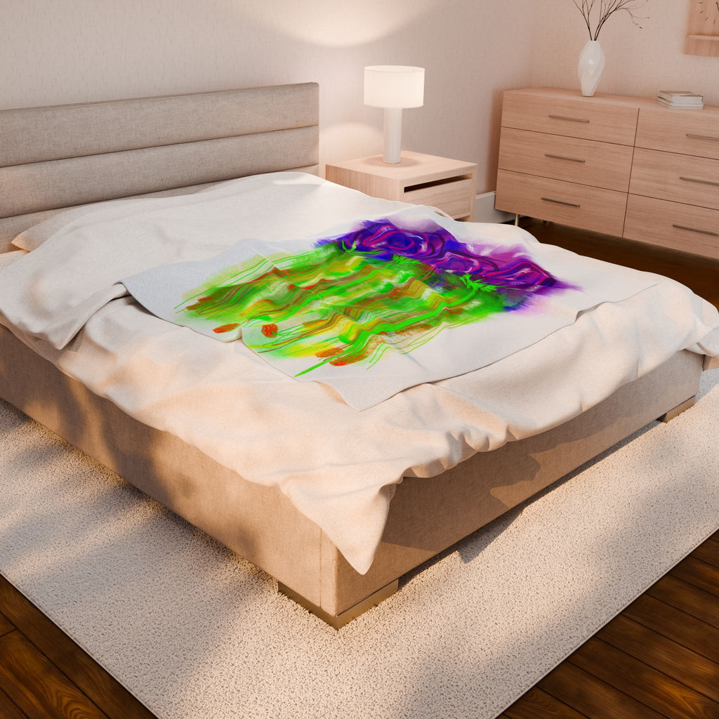 Velveteen Plush Blanket — Watercolor Purple Roses Floral Throw for Cozy Home & Gift