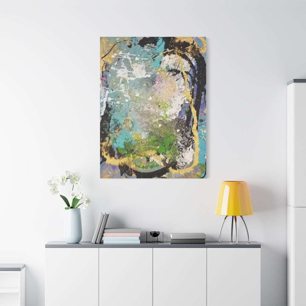 Abstract Green & Teal Matte Canvas Wall Art — Stretched 1.25"