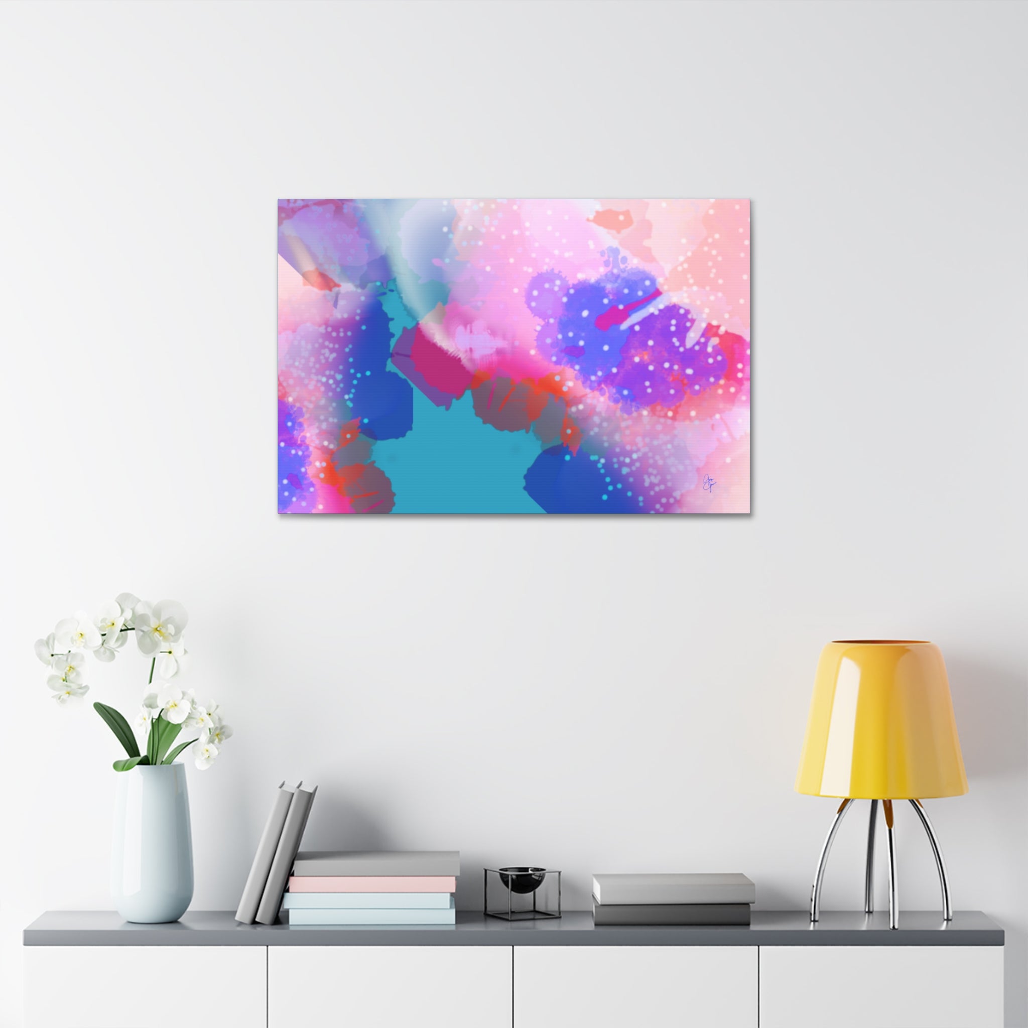 Abstract Pink Watercolor Canvas Wall Art - Stretched 1.5"