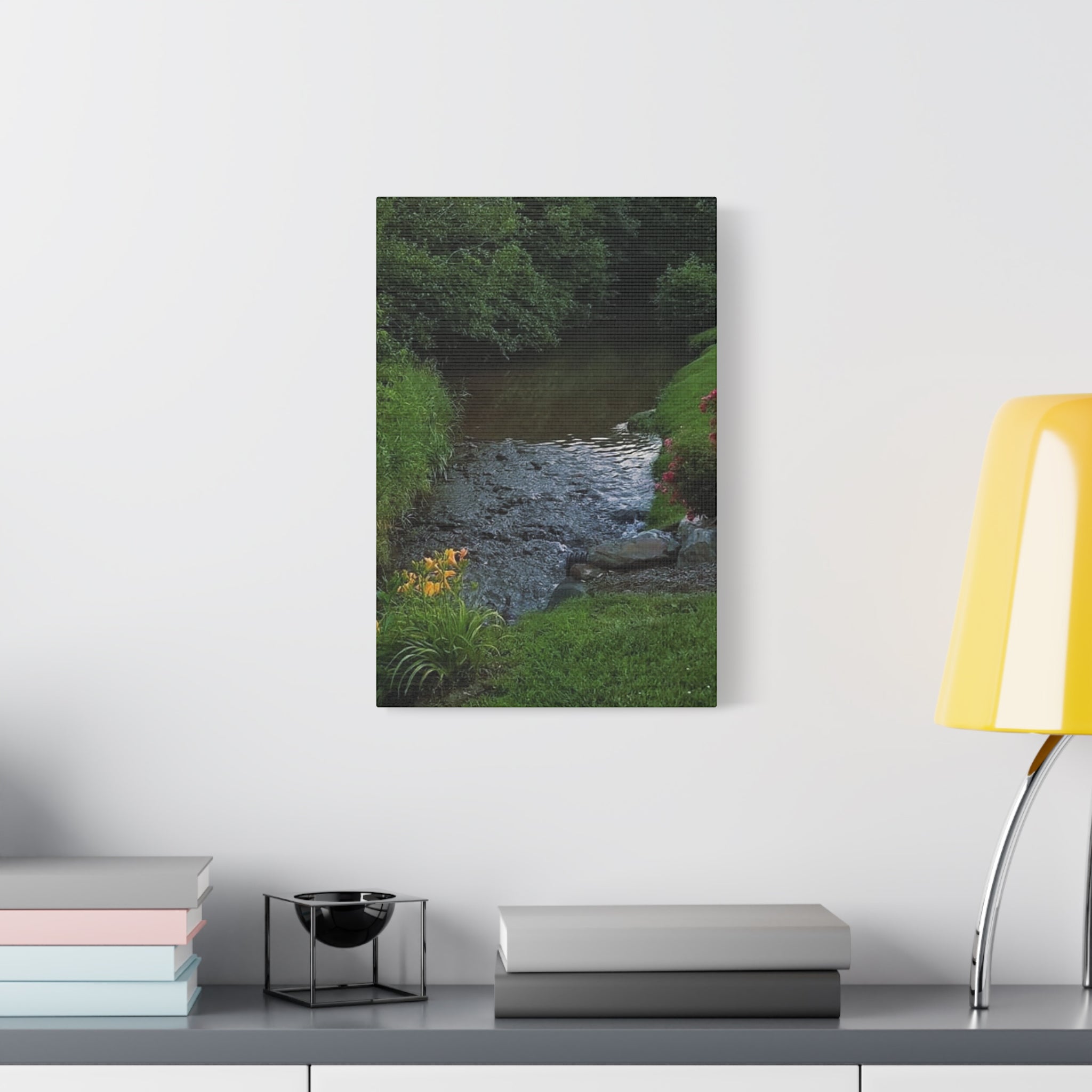 Tranquil Stream Garden — Matte Stretched Canvas Wall Art
