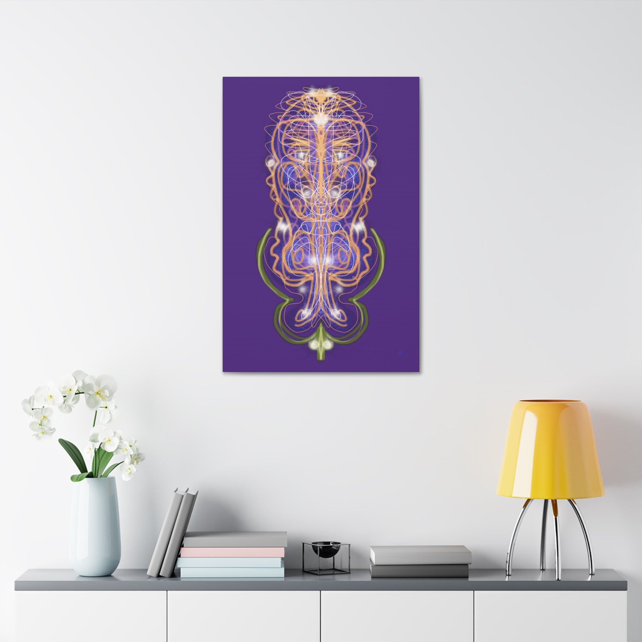 Mystic Symmetry Canvas — Abstract Spiritual Wall Art on Teal