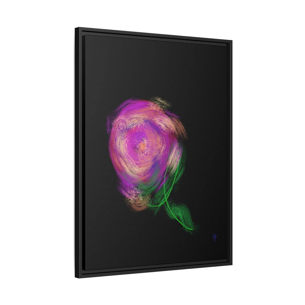 Abstract Rose Swirl Matte Framed Canvas — Multicolor Floral Wall Art
