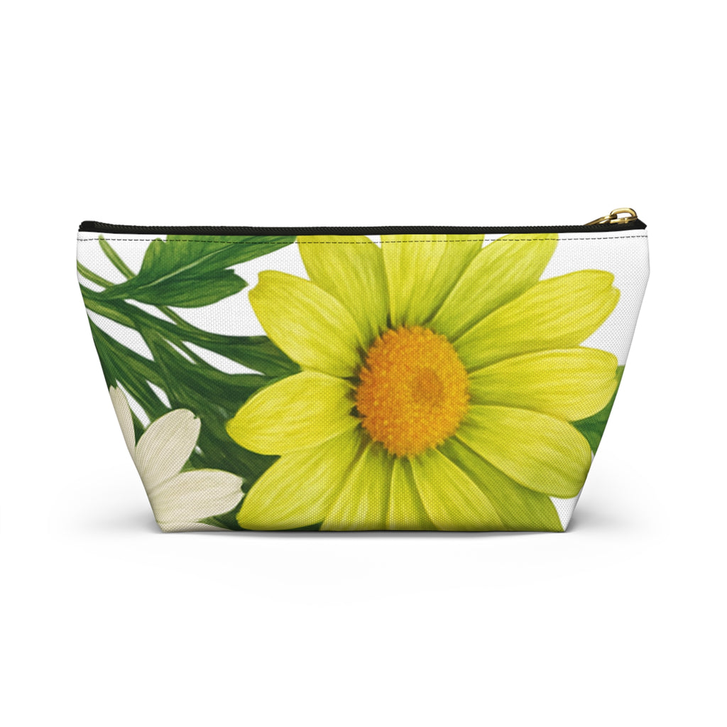 Floral Bouquet Accessory Pouch — Pink & Yellow Daisy Makeup Bag