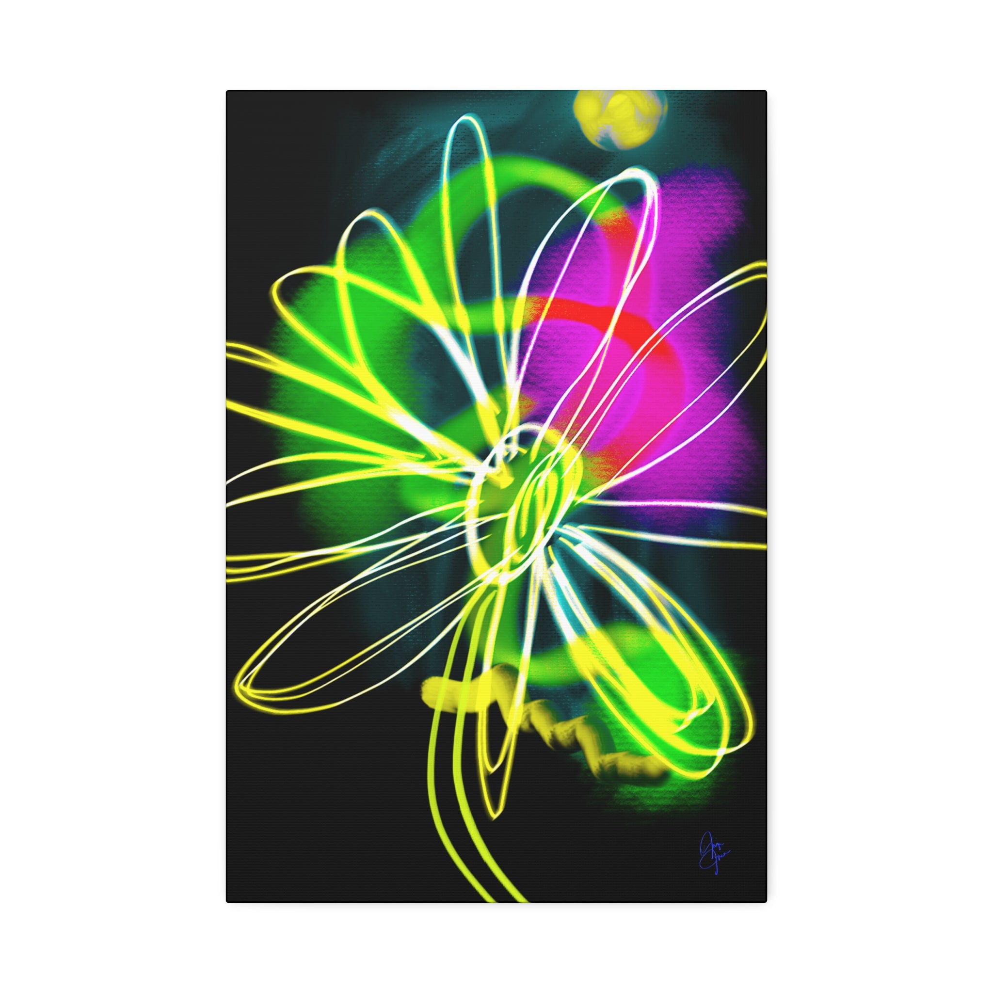 Neon Bloom Canvas Print — Abstract Floral Wall Art (Stretched 1.5")