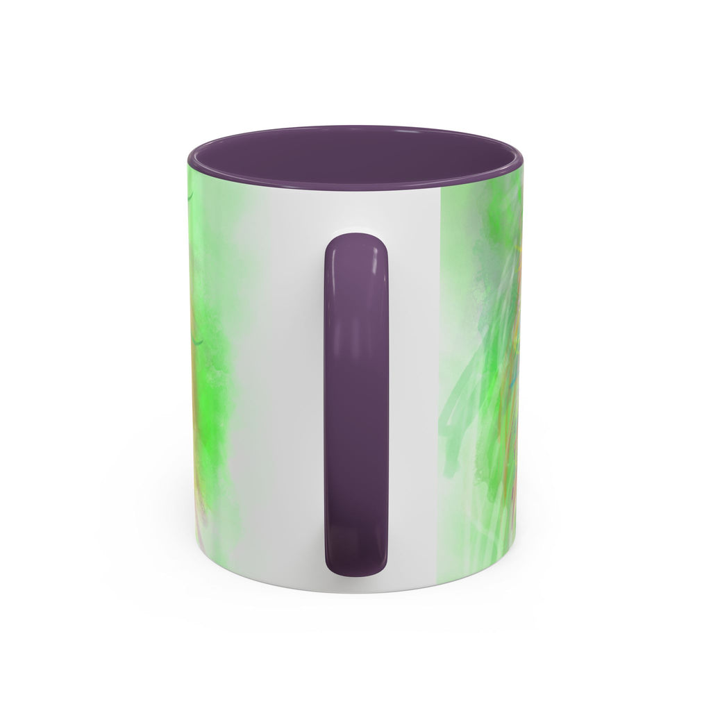 Colorful Sunflower Accent Coffee Mug — Pink Inner Artistic Floral Design (11/15 oz)