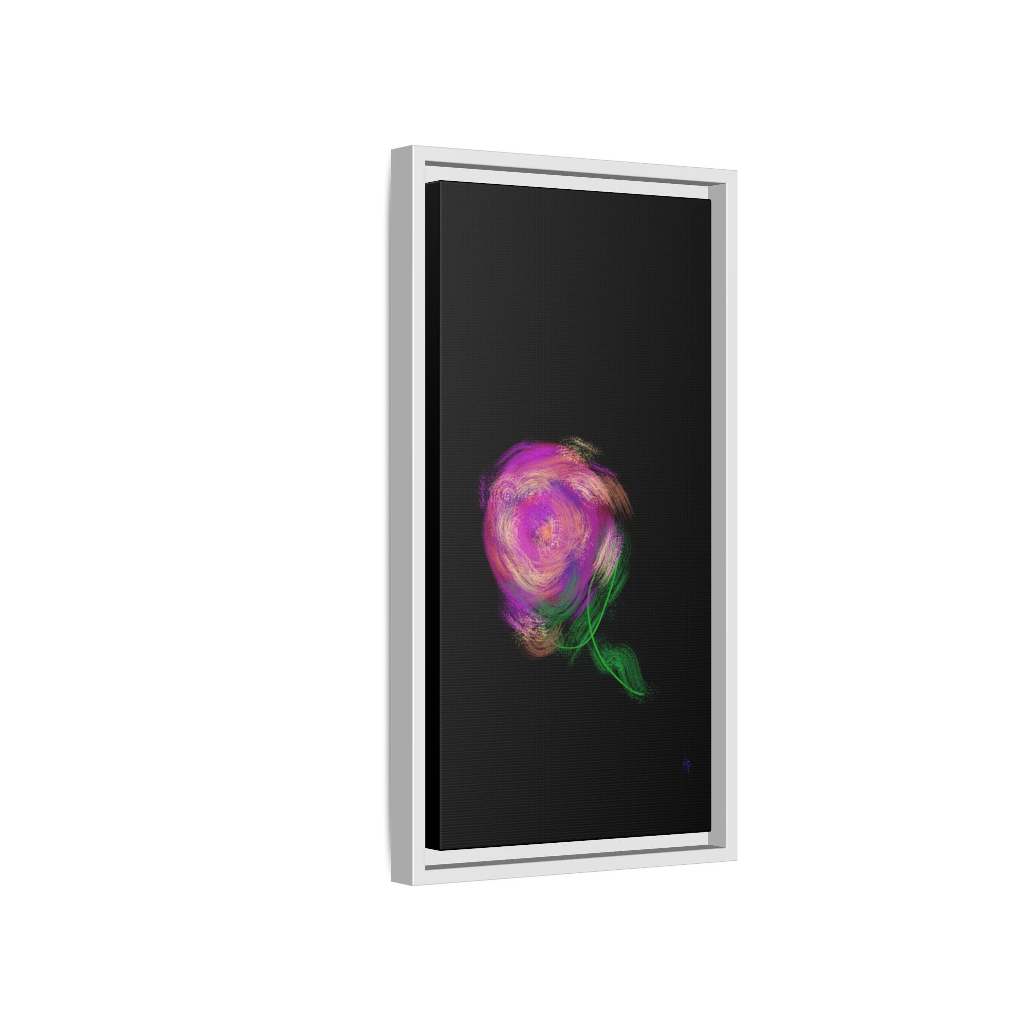 Abstract Rose Swirl Matte Framed Canvas — Multicolor Floral Wall Art