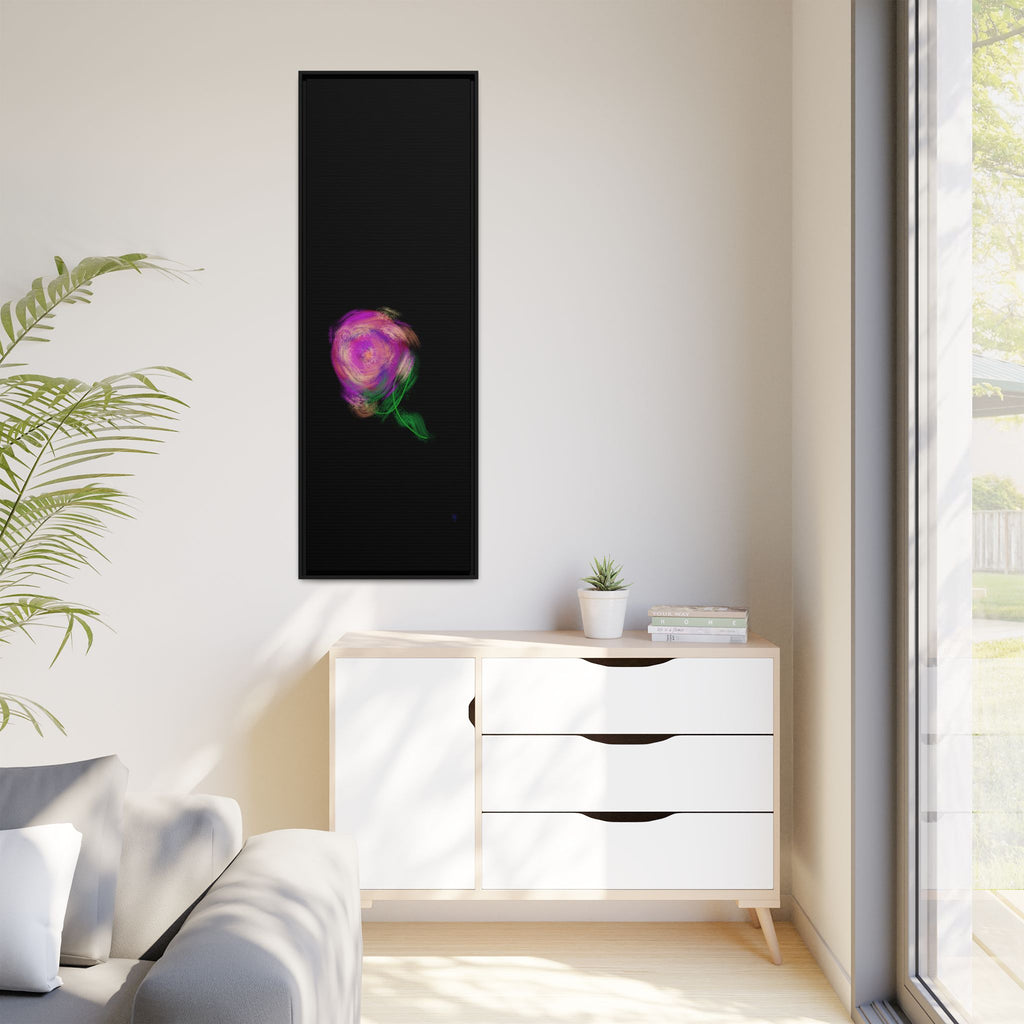 Abstract Rose Swirl Matte Framed Canvas — Multicolor Floral Wall Art