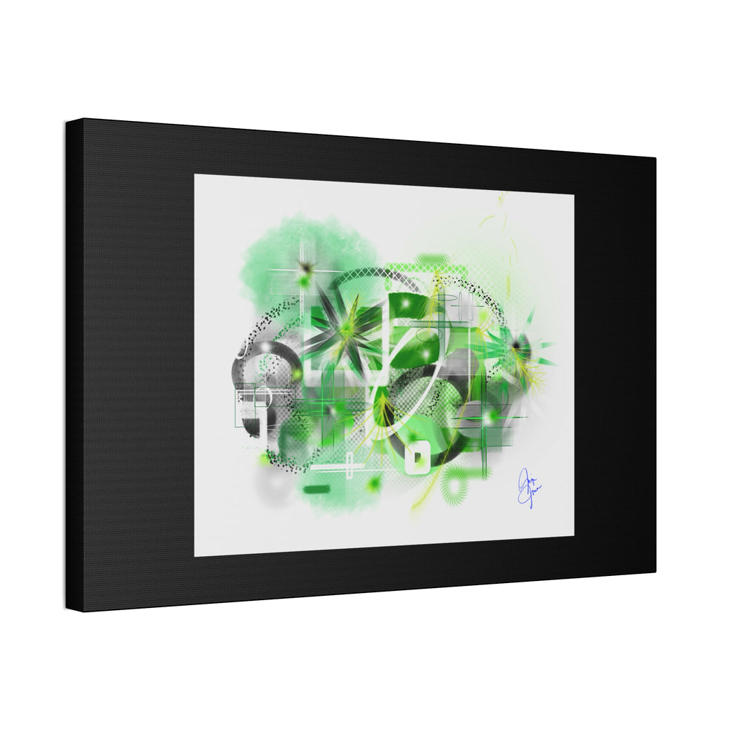 Abstract Green Geometric Canvas Stretched Print