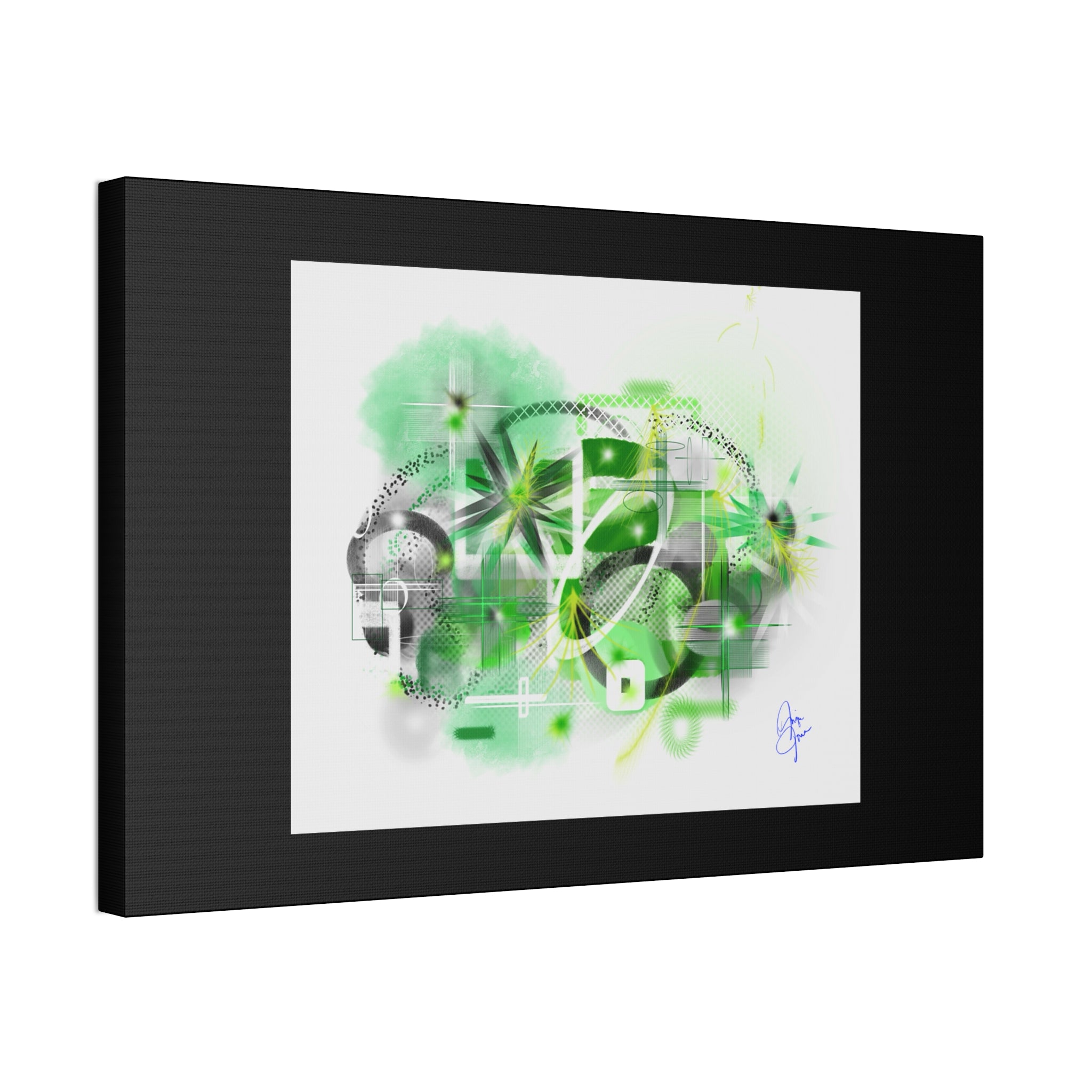 Abstract Green Geometric Canvas Stretched Print