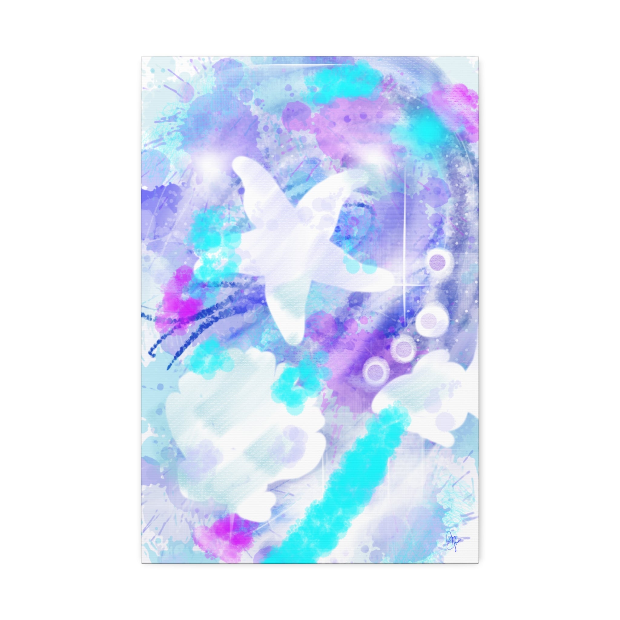 Watercolor Ocean Canvas Art — Purple & Teal Abstract Stretched Canvas