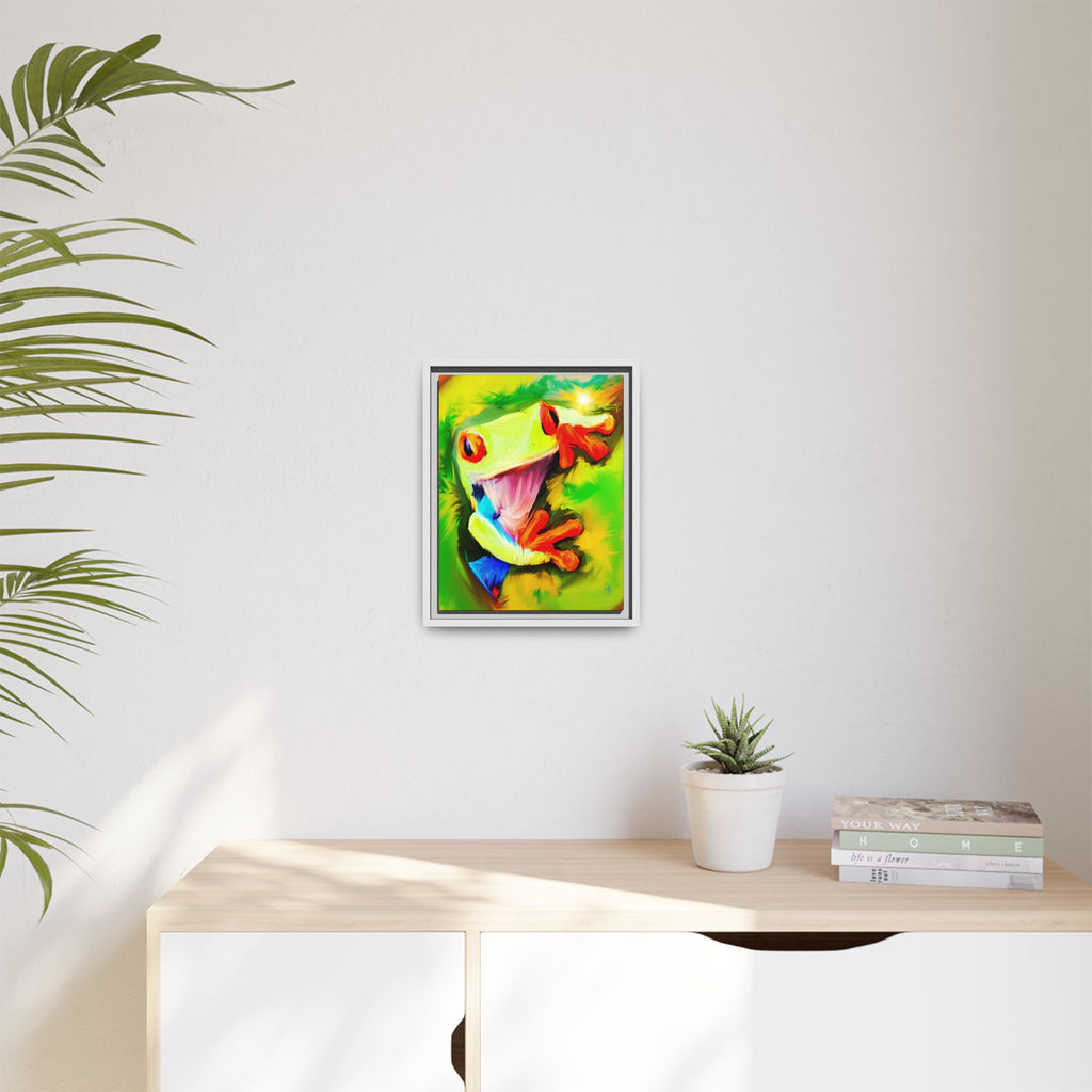 Colorful Tree Frog Matte Canvas Print — Framed Tropical Wall Art