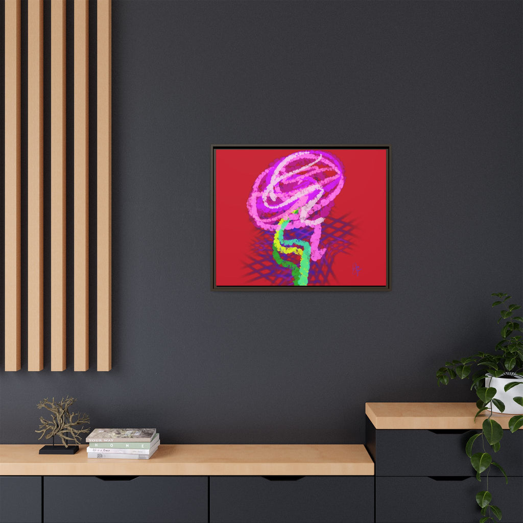 Framed Matte Canvas - Neon Rose Abstract Wall Art