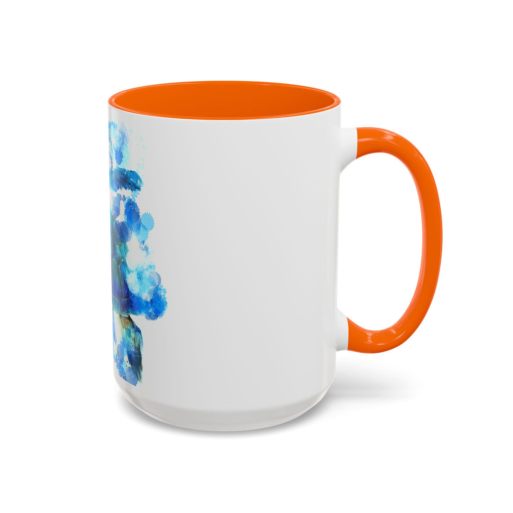 Blue Sea Turtle Accent Coffee Mug — Watercolor Ocean Turtle 11/15oz
