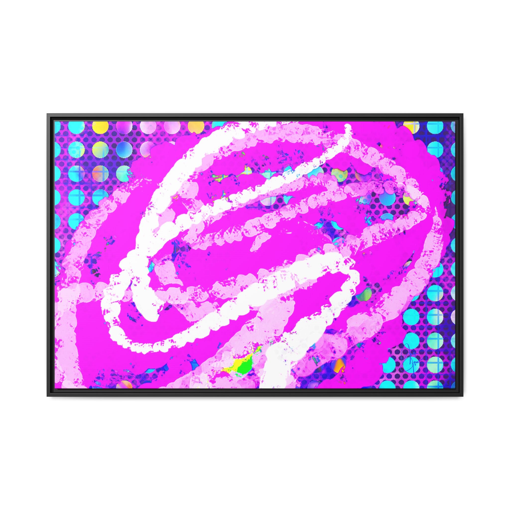 Abstract Neon Pop Art Matte Canvas — Framed Multi‑Color Wall Art