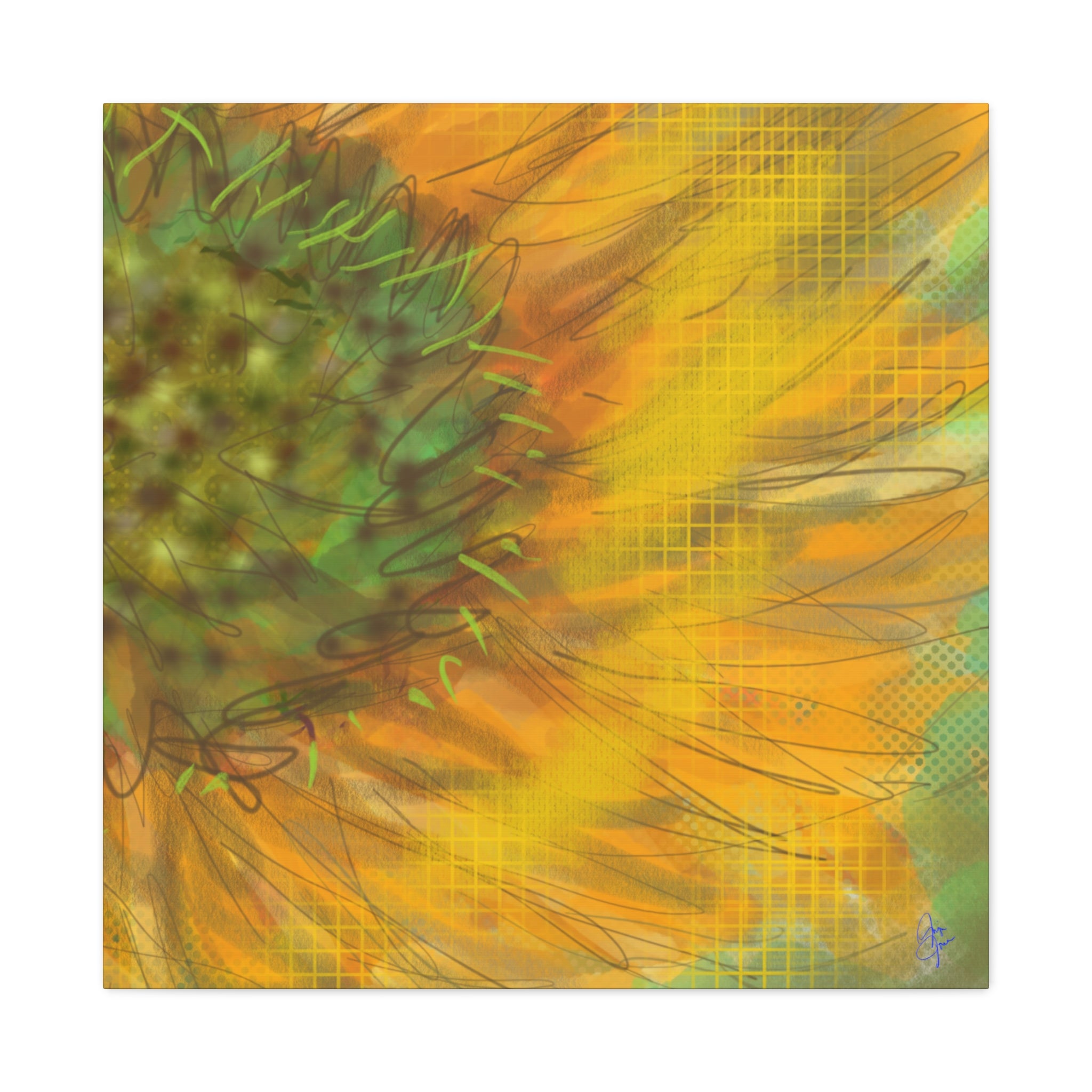Sunflower Burst Matte Canvas Wall Art — Orange Stretched Canvas Print