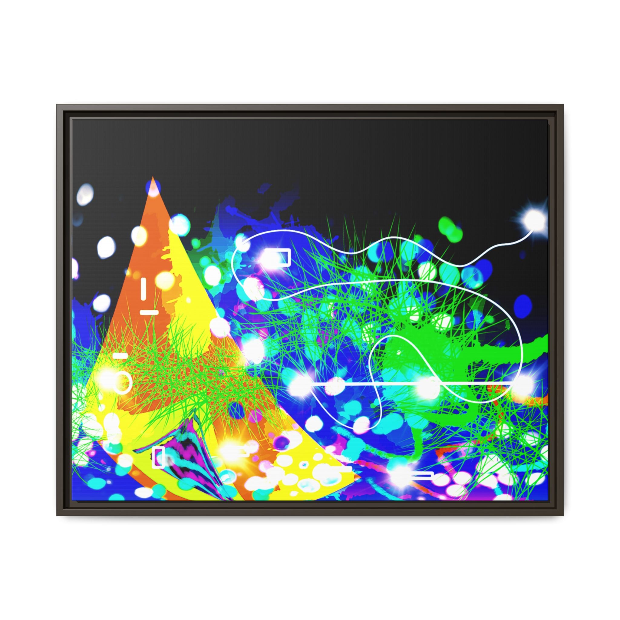 Abstract Neon Wave Matte Canvas Framed Art