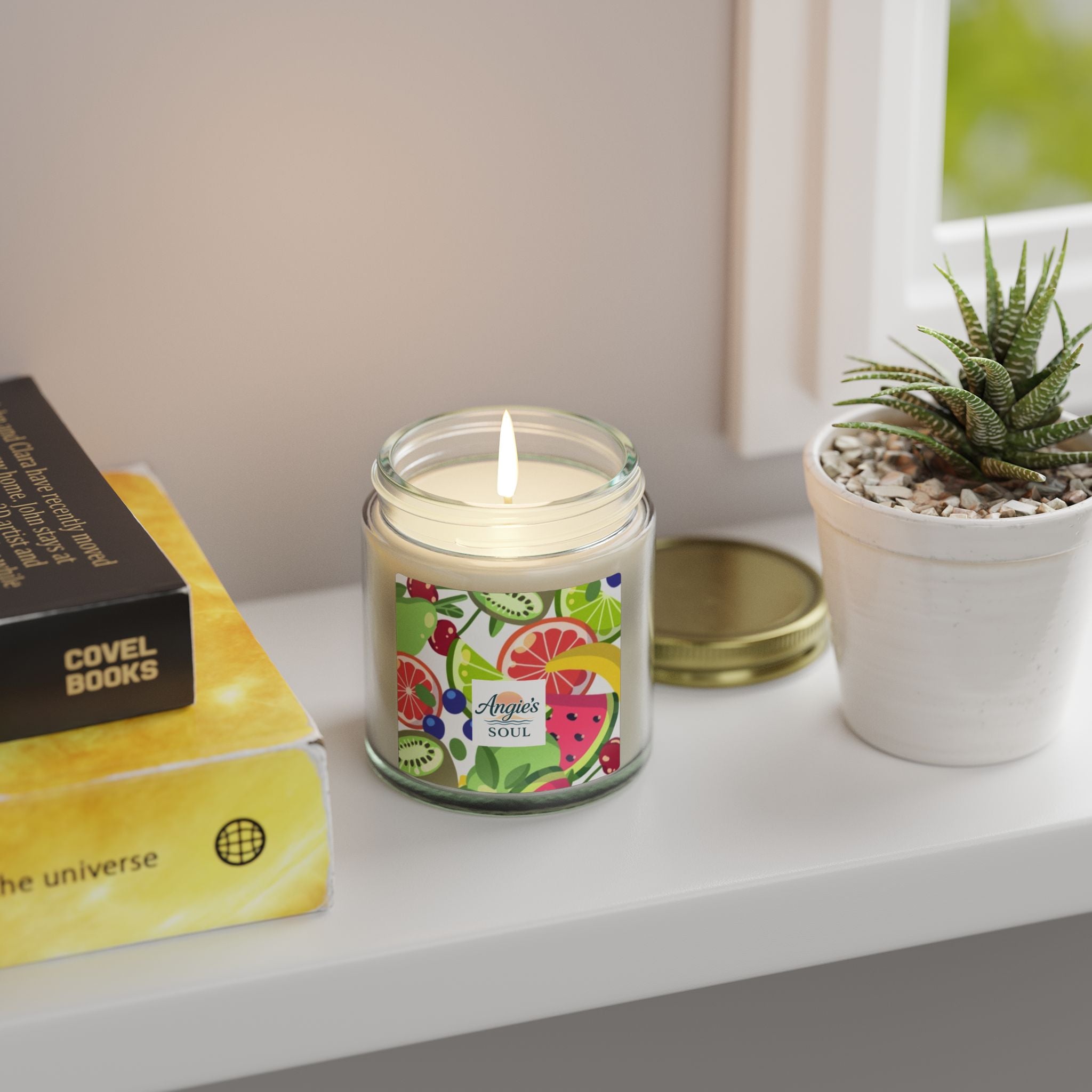 Coconut Apricot Scented Candle — Tropical Fruit Soy Jar (4oz/9oz)