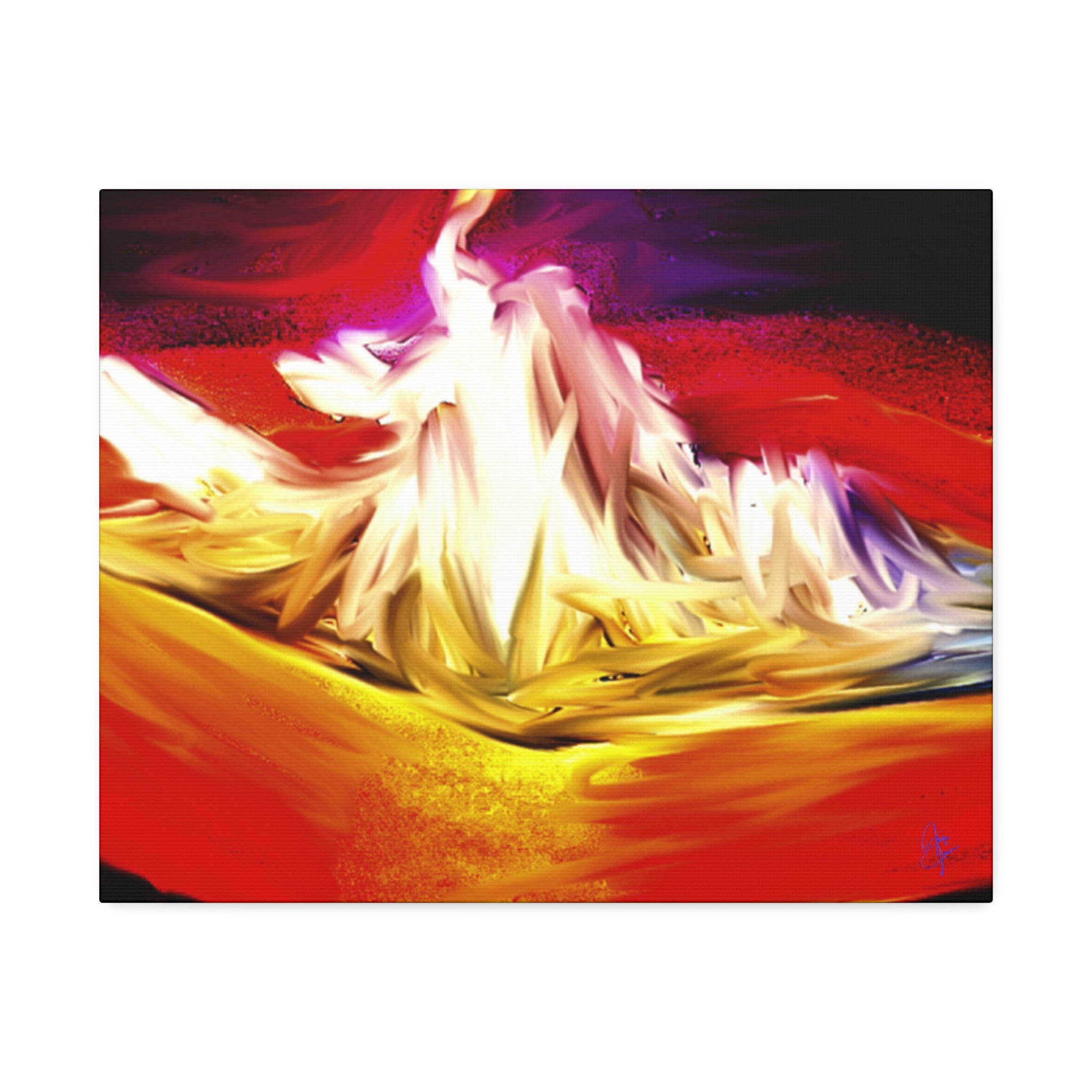 Abstract Campfire Canvas Print — Vibrant Red & Gold Stretched Wall Art