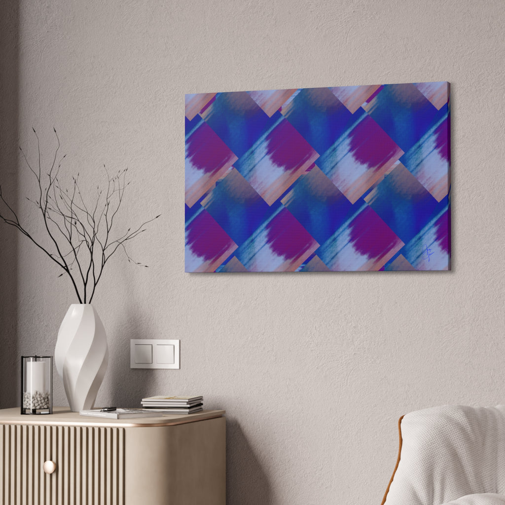 Abstract Diamond Wave Canvas Print — Blue & Purple Geometric Wall Art