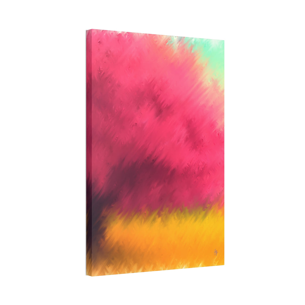 Abstract Sunset Canvas - Pink & Gold Stretched Wall Art