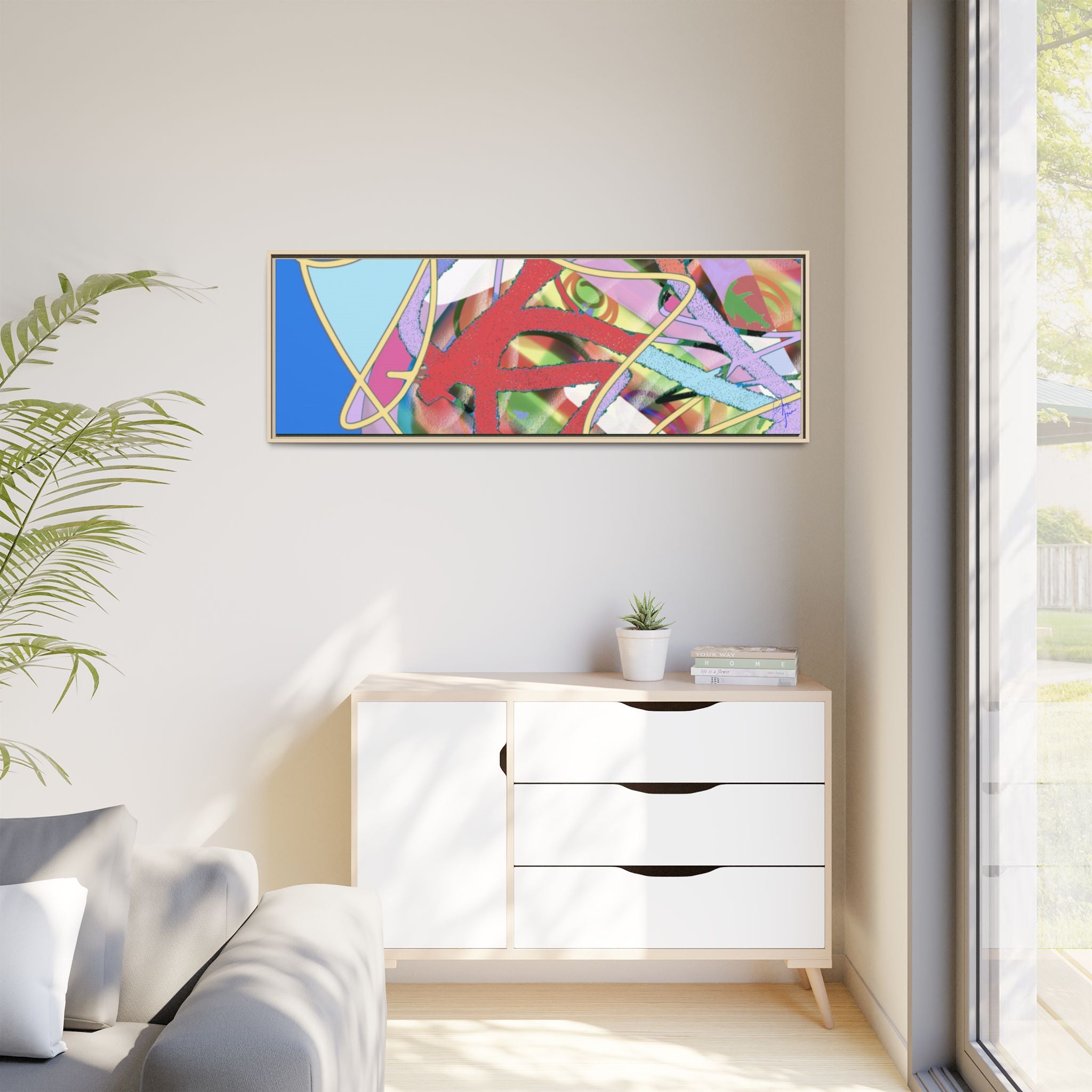 Abstract Multi‑Color Framed Canvas Art – Vibrant Modern Wall Decor