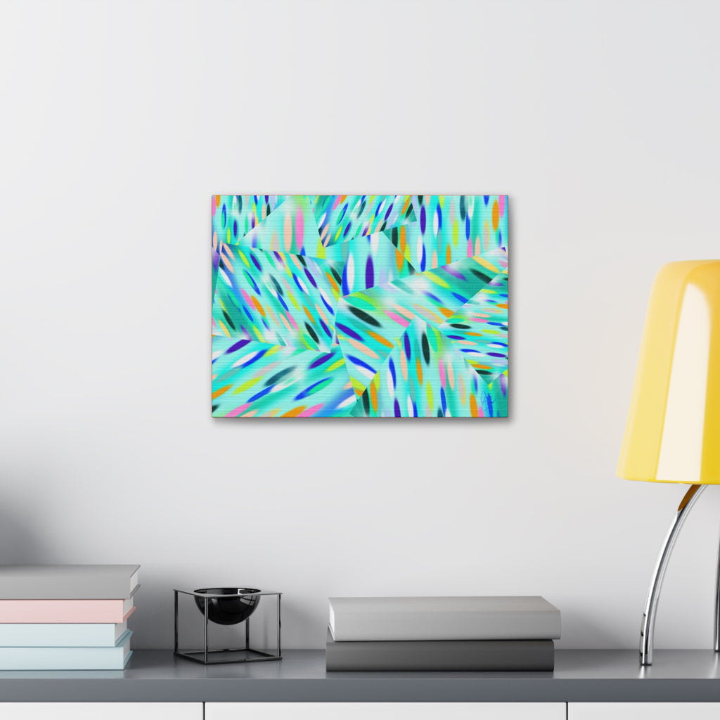 Abstract Aqua Canvas Print — Turquoise Geometric Art on Stretched 1.5" Canvas