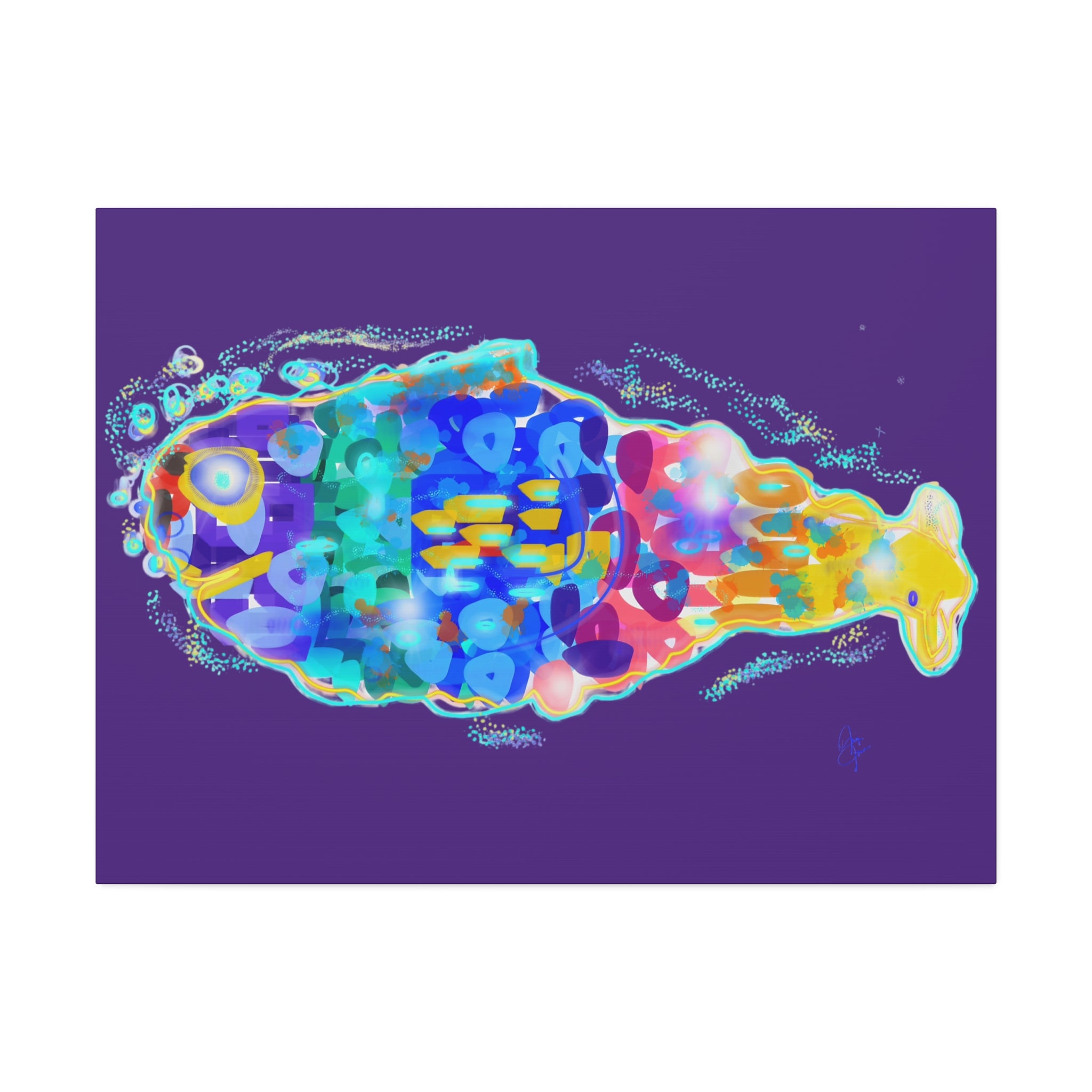 Colorful Abstract Fish Canvas Print — Vibrant Ocean Wall Art