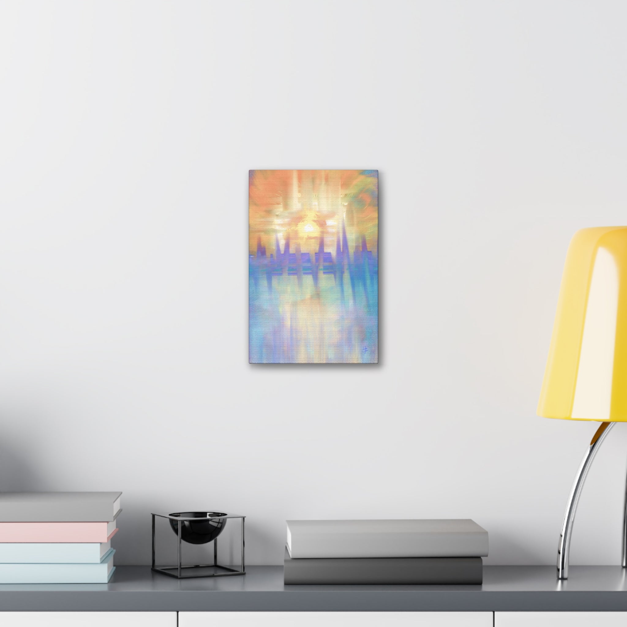 Sunrise Dreamscape Canvas Wall Art — Pastel Abstract Stretched Canvas (1.5")