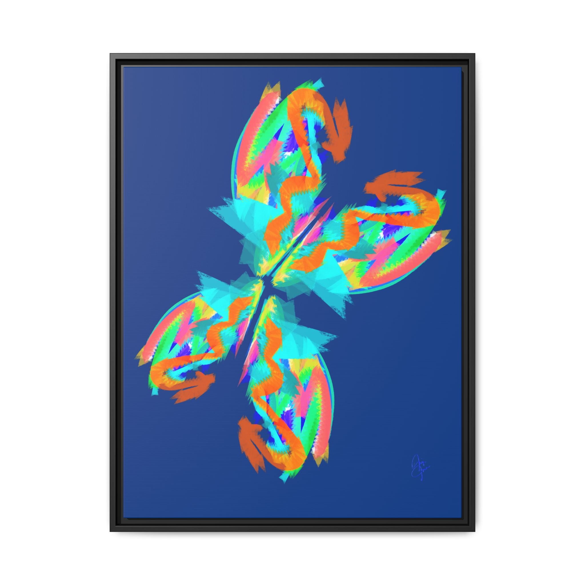 Framed Matte Canvas — Neon Abstract Butterfly Wall Art