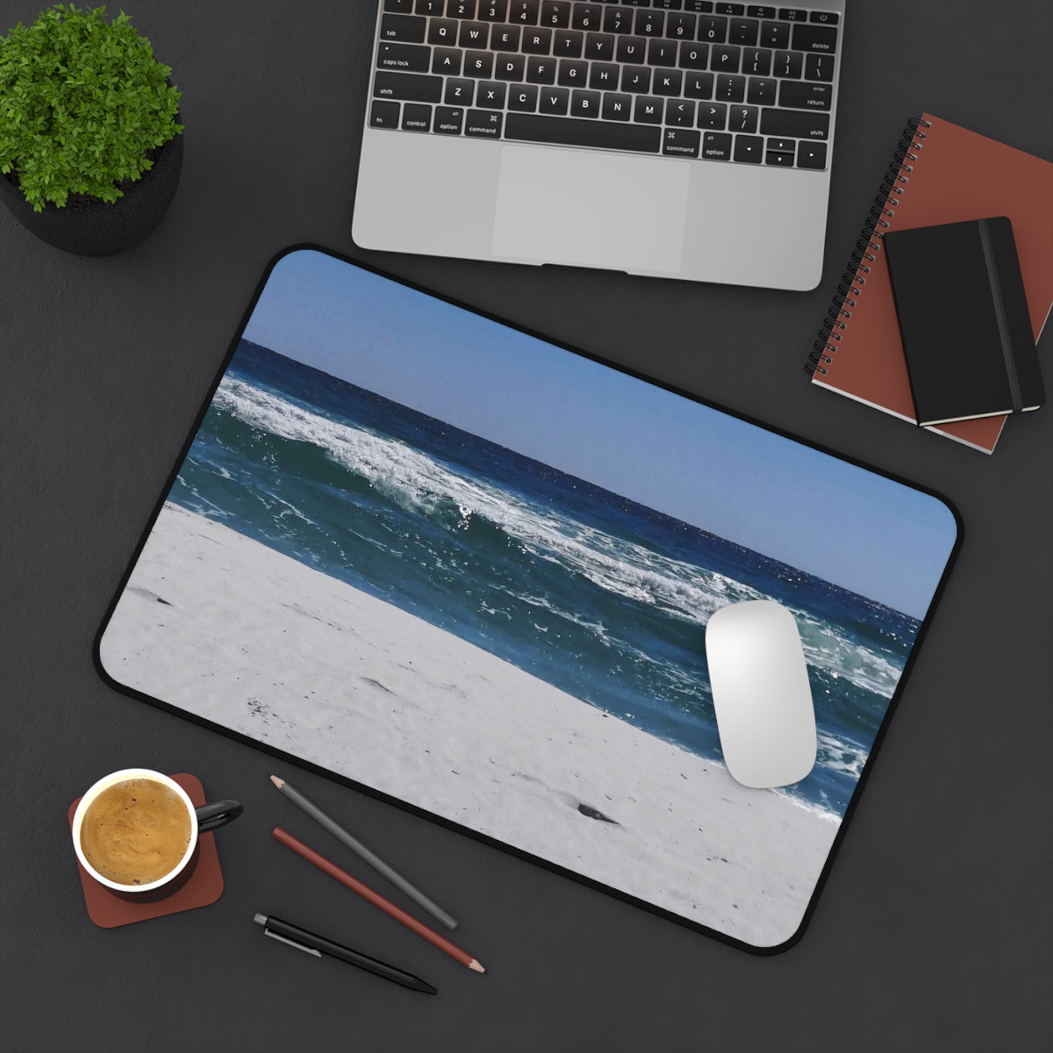 Ocean Beach Desk Mat – Coastal Waves Mouse Pad for Home Office