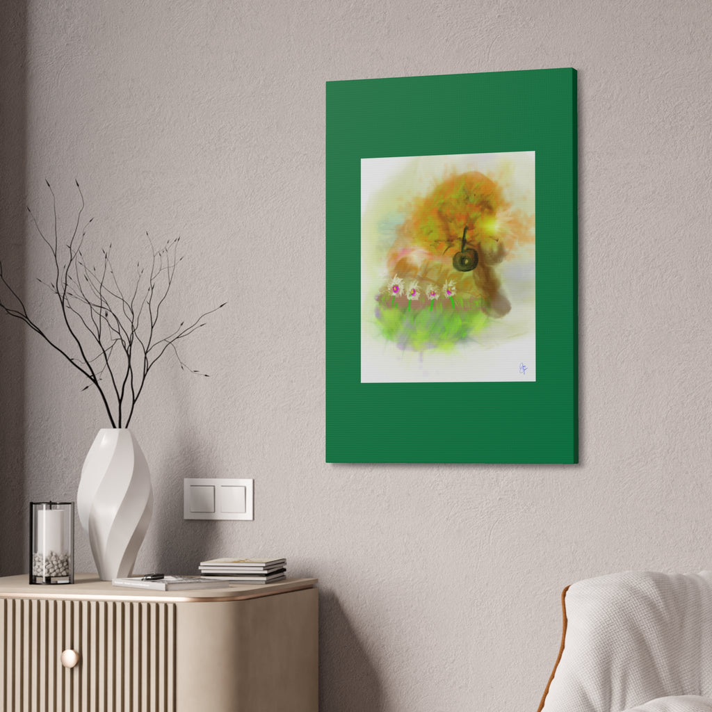Whimsical Yard Canvas Print — Tire Swing & Broken Fence Stretched 1.5"