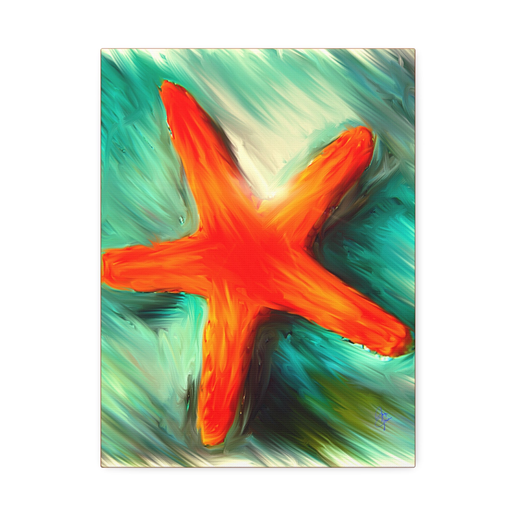 Starfish Wall Art Canvas — Stretched 1.5" Coastal Beach Décor