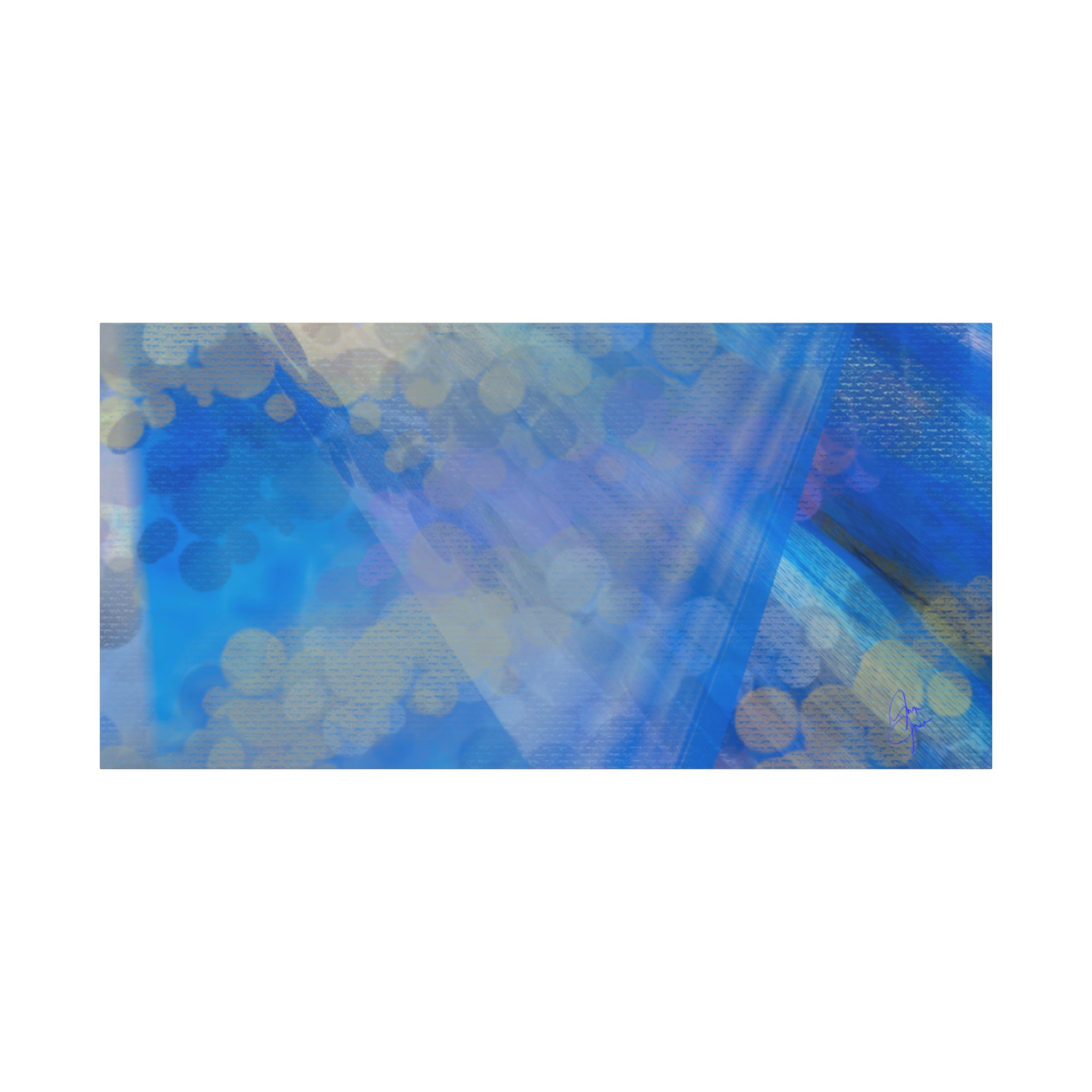 Abstract Blue Bokeh Matte Canvas Wall Art
