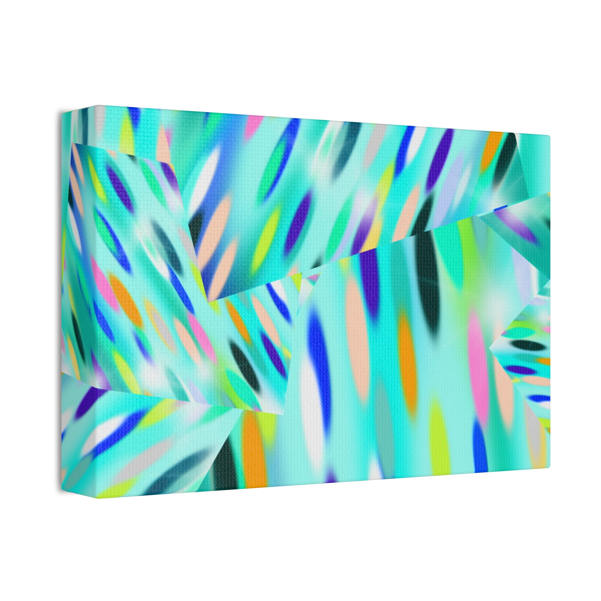 Abstract Aqua Canvas Print — Turquoise Geometric Art on Stretched 1.5" Canvas