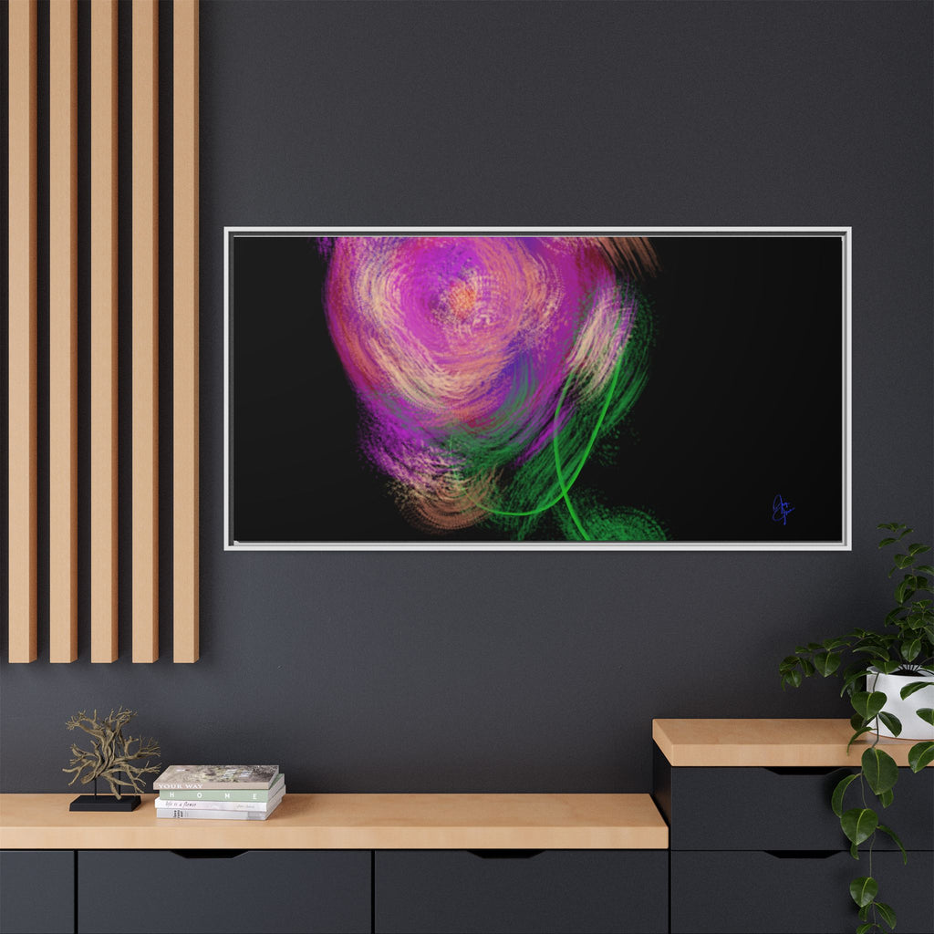Abstract Rose Swirl Matte Framed Canvas — Multicolor Floral Wall Art