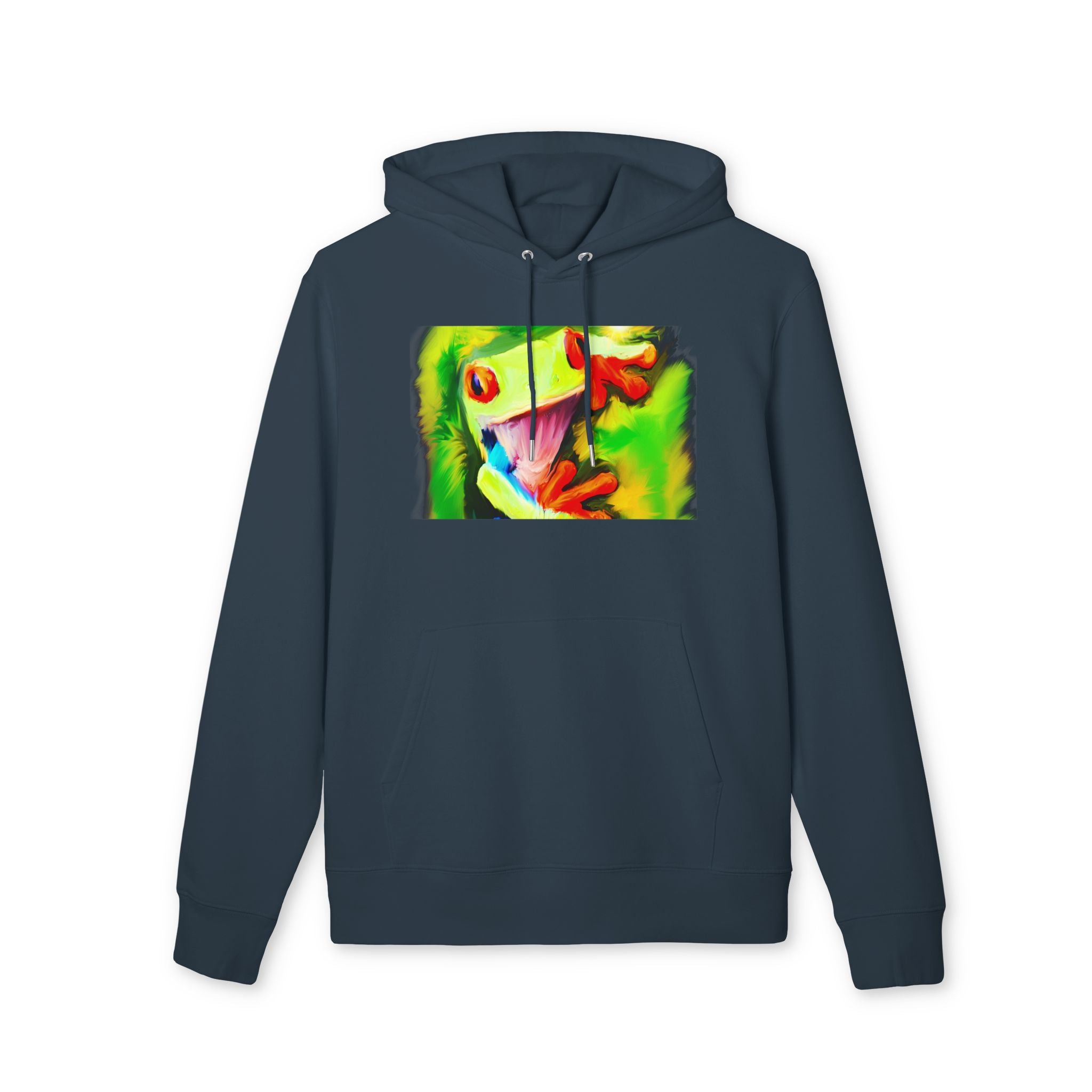 Tropical Red-Eyed Tree Frog Hoodie — Colorful Wildlife Graphic Pullover
