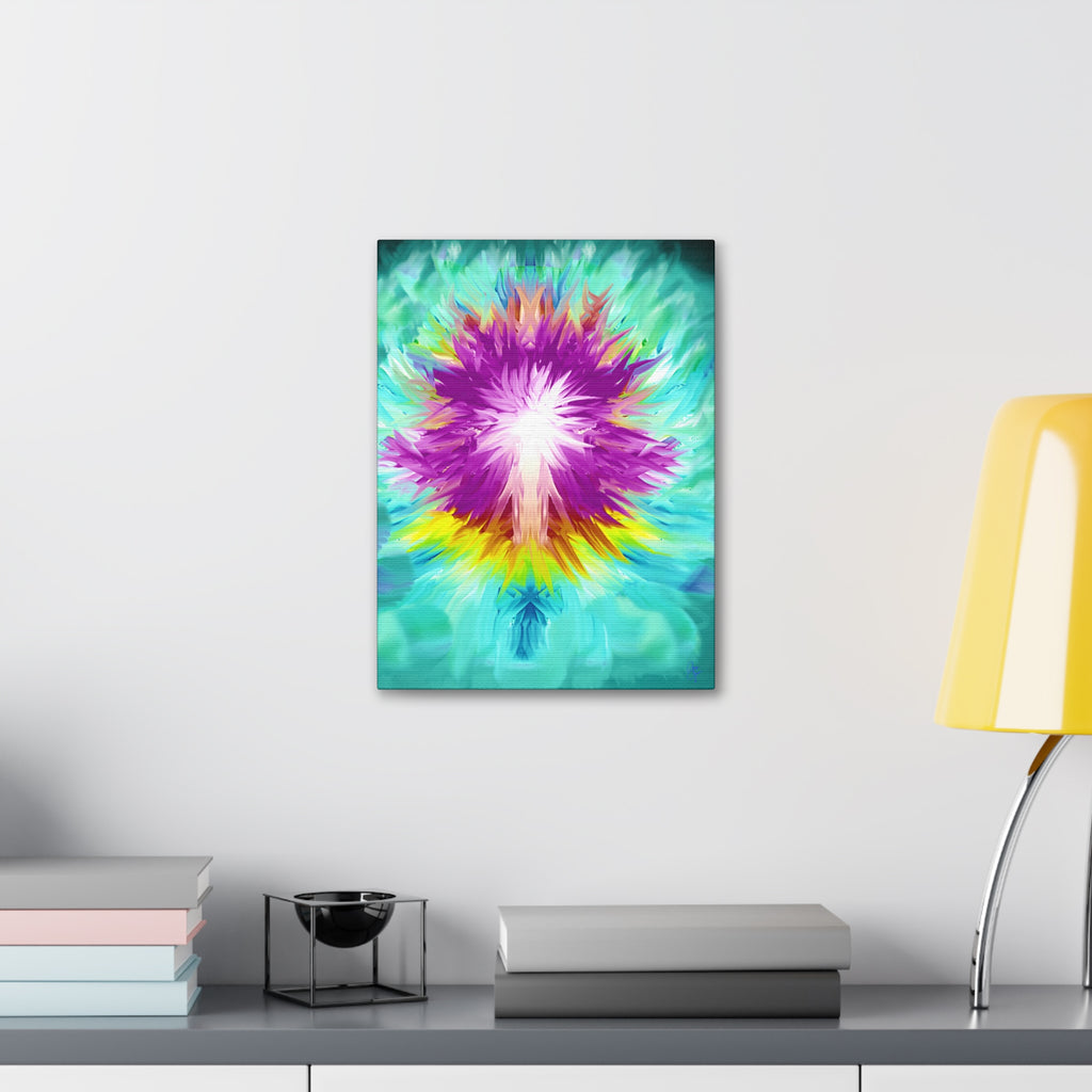 Abstract Radiant Burst Canvas - Vibrant Purple Floral Wall Art (Stretched 1.5")