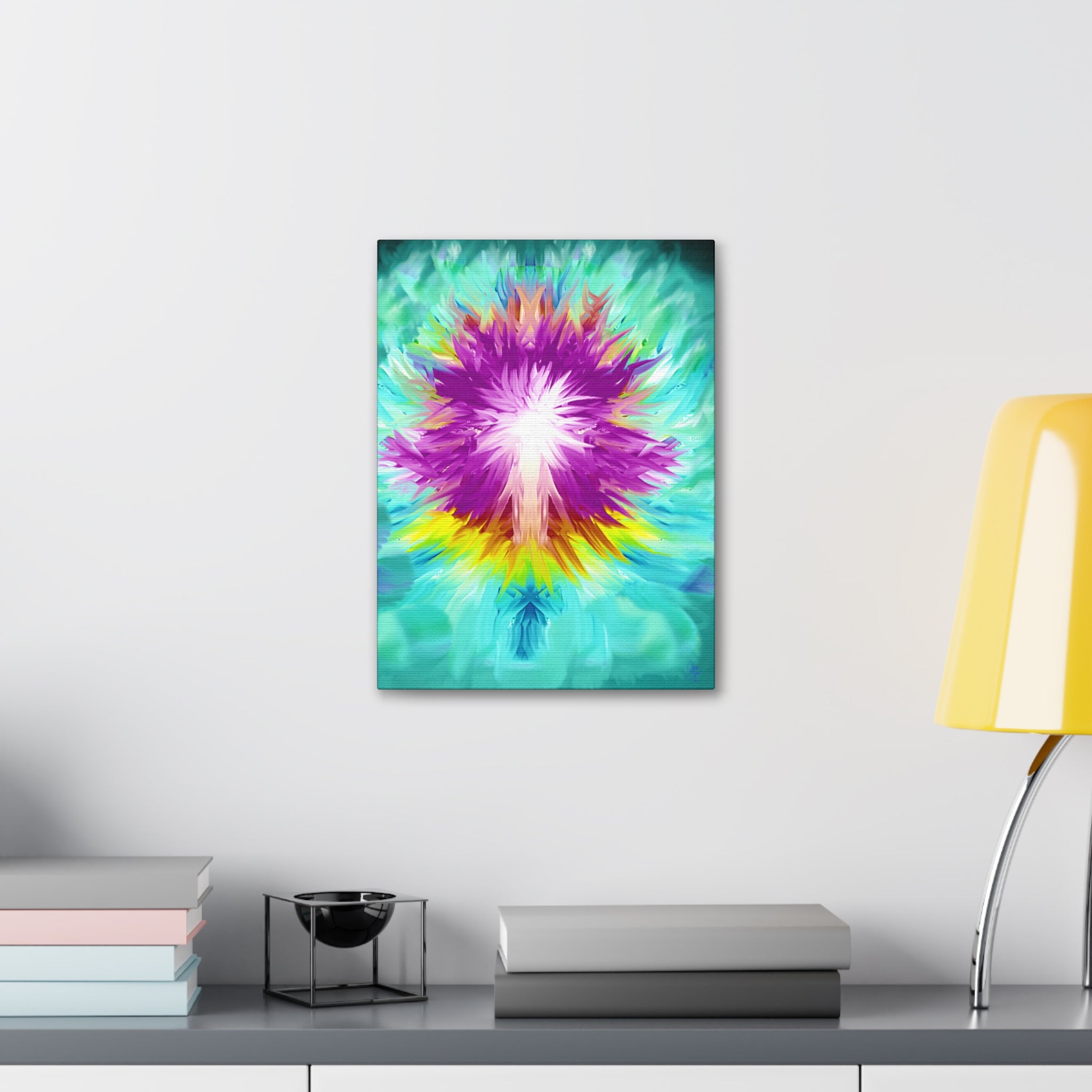 Abstract Radiant Burst Canvas - Vibrant Purple Floral Wall Art (Stretched 1.5")