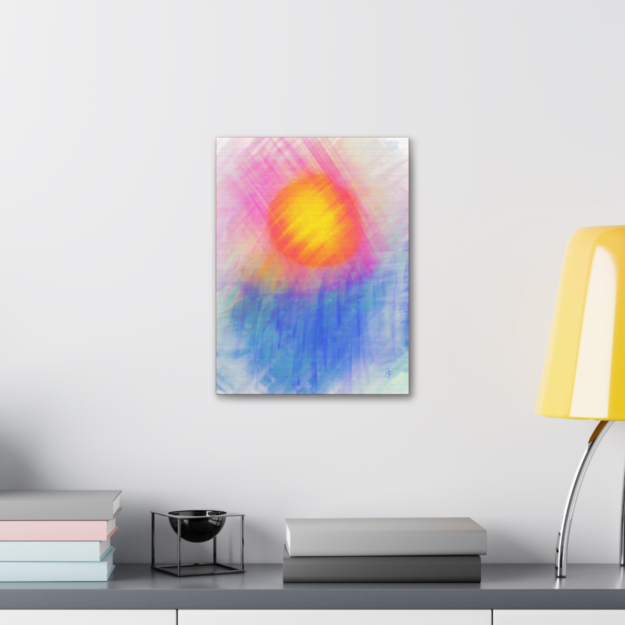 Abstract Sunrise Canvas Art - Vibrant Pink & Orange Sun Stretched Canvas