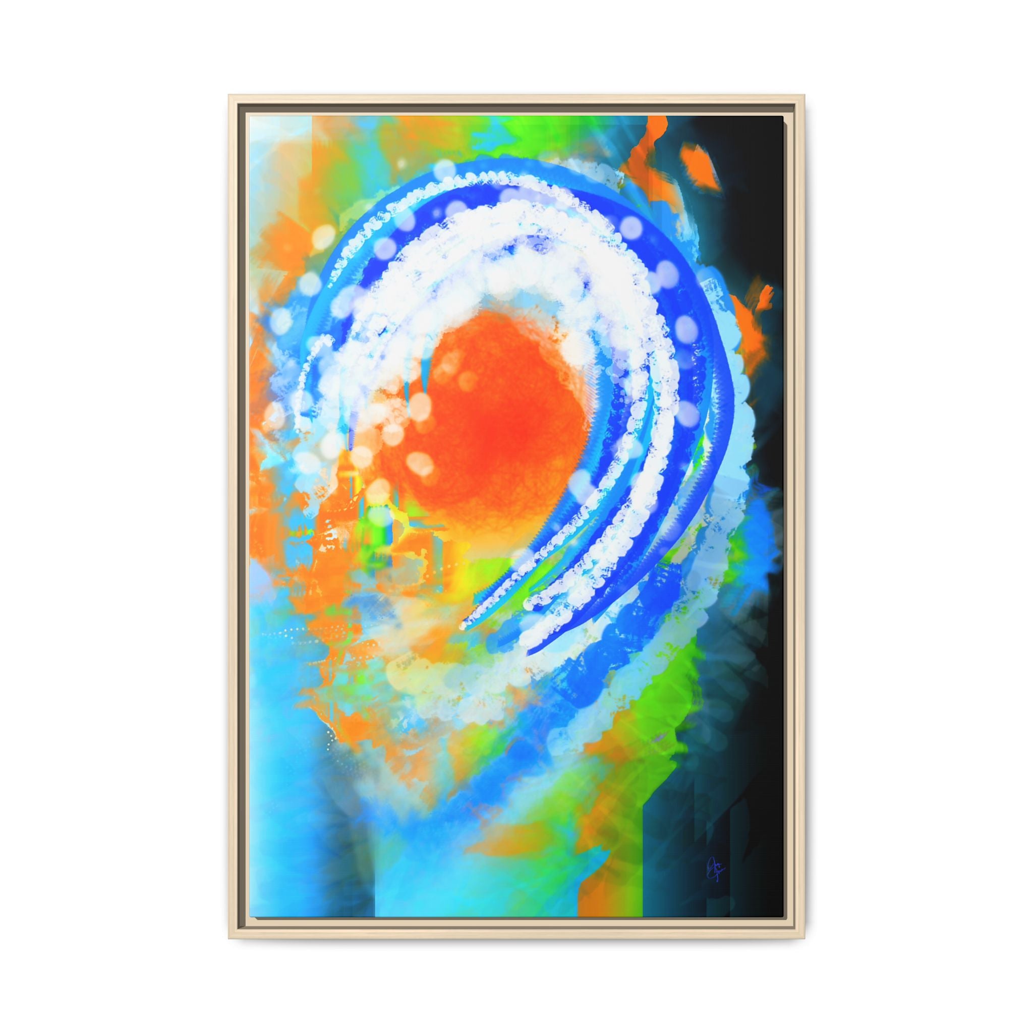 Abstract Ocean Wave Matte Canvas Print — Framed Multi‑Color Wall Art