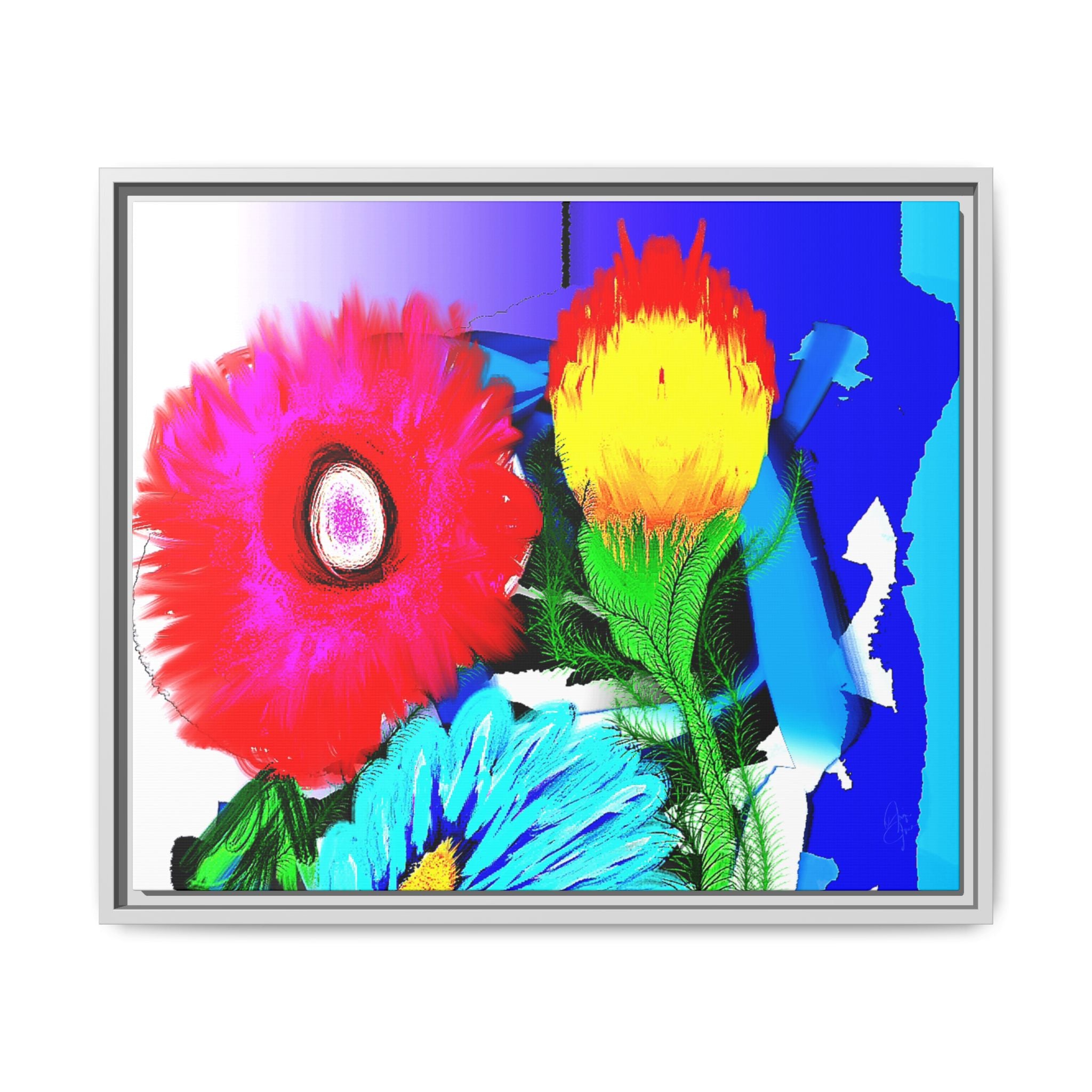 Vibrant Pop Floral Matte Canvas Framed Wall Art