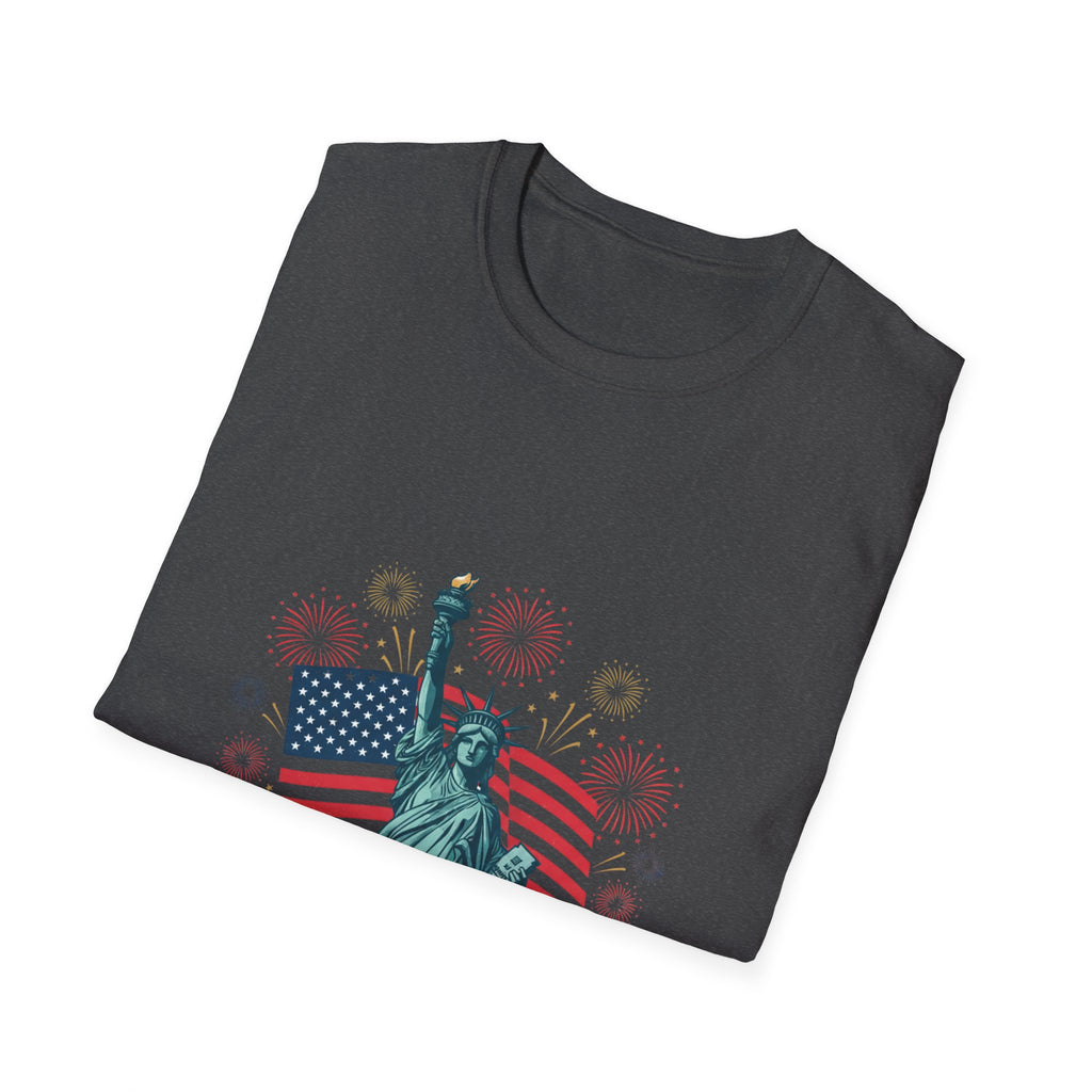 T-Shirt — "Happy 250th Birthday America" Statue of Liberty & Flag Patriotic Tee