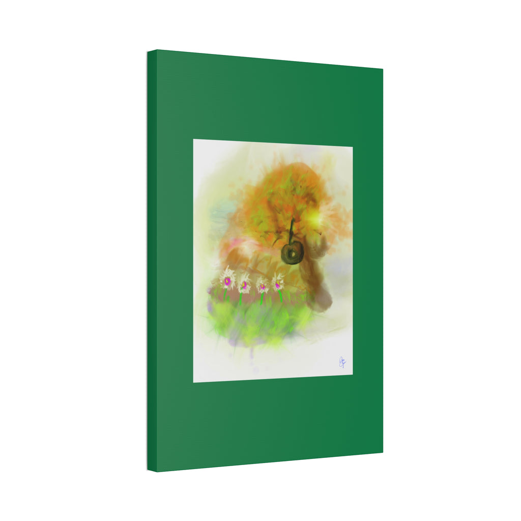 Whimsical Yard Canvas Print — Tire Swing & Broken Fence Stretched 1.5"