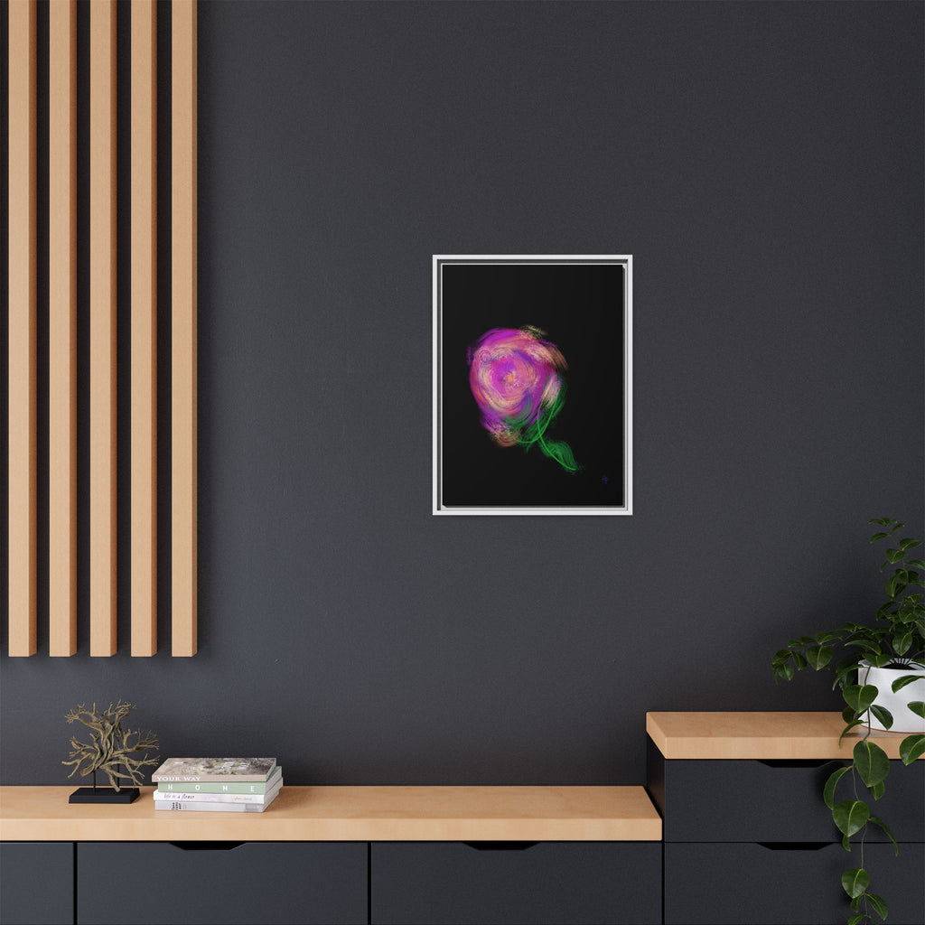 Abstract Rose Swirl Matte Framed Canvas — Multicolor Floral Wall Art