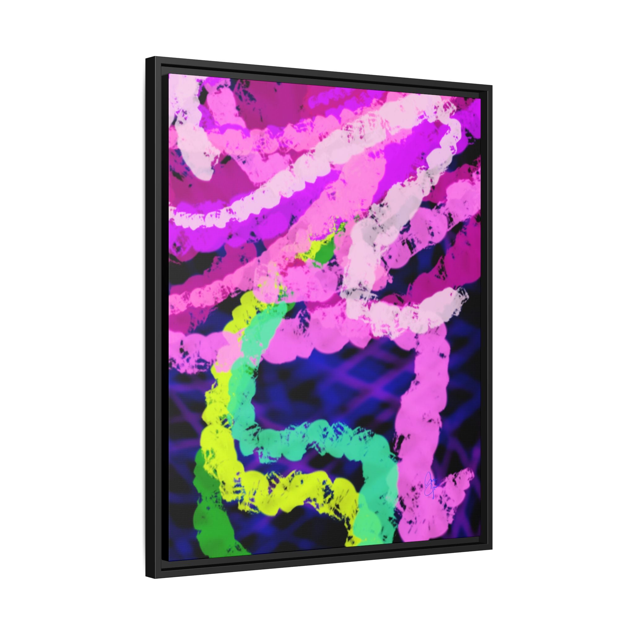 Framed Matte Canvas - Neon Rose Abstract Wall Art