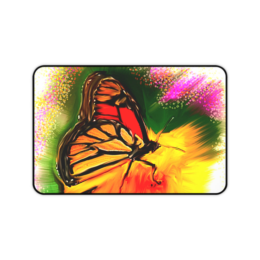 Butterfly Bloom Desk Mat — Colorful Monarch Mouse Pad for Office & Home