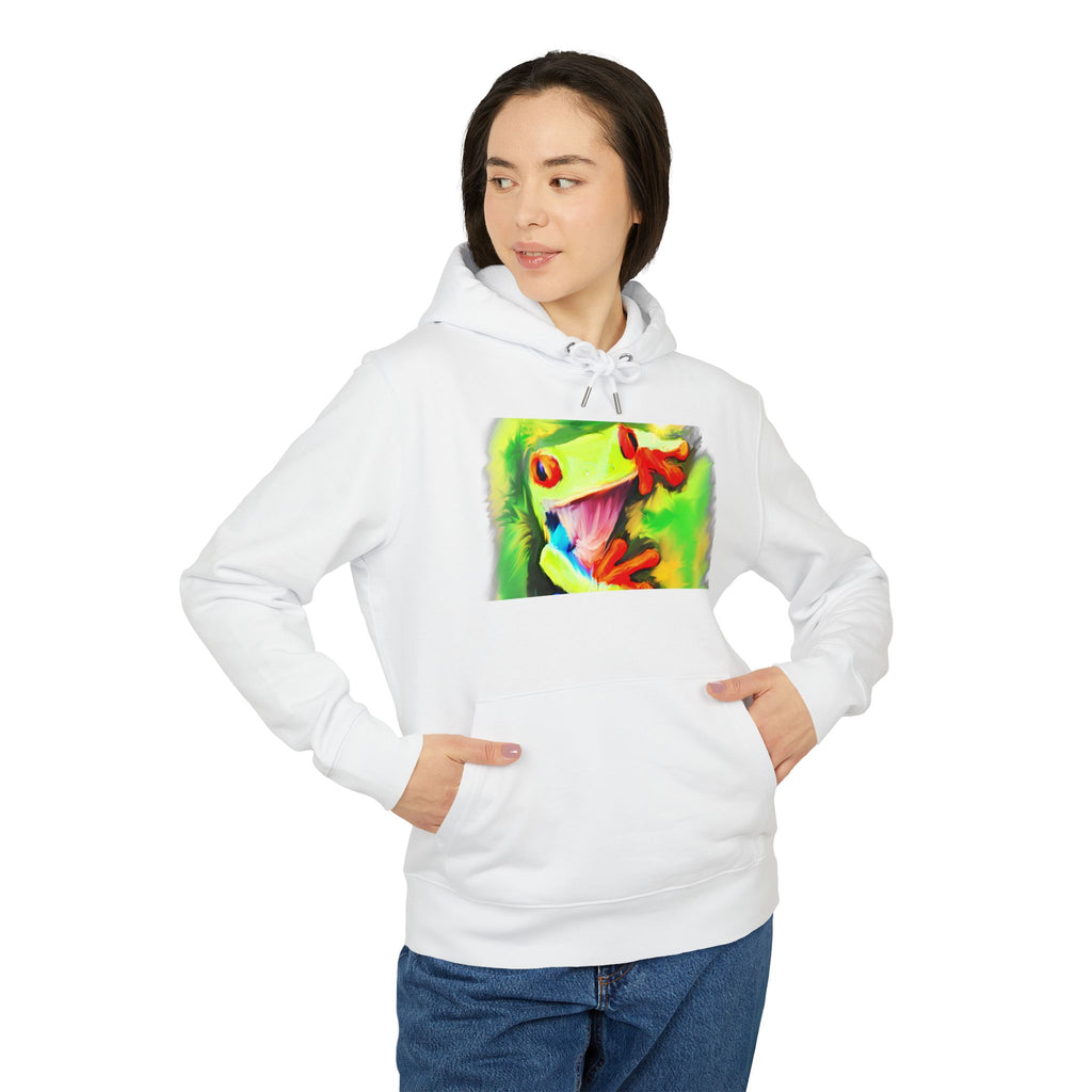 Tropical Red-Eyed Tree Frog Hoodie — Colorful Wildlife Graphic Pullover