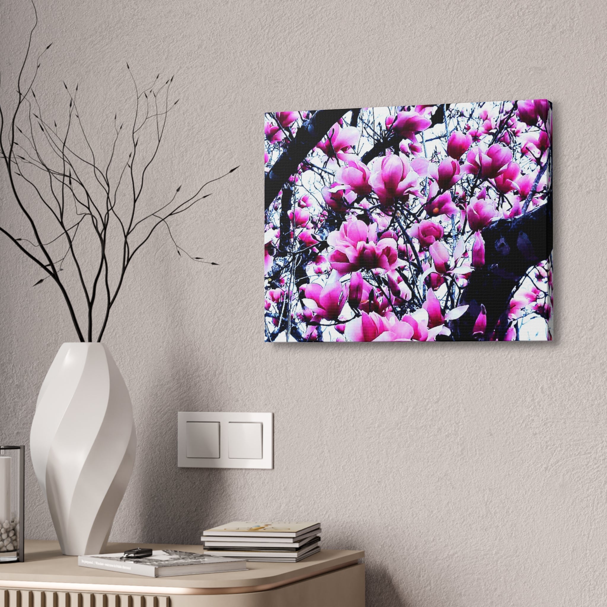Pink Tulip Tree Blossoms Canvas