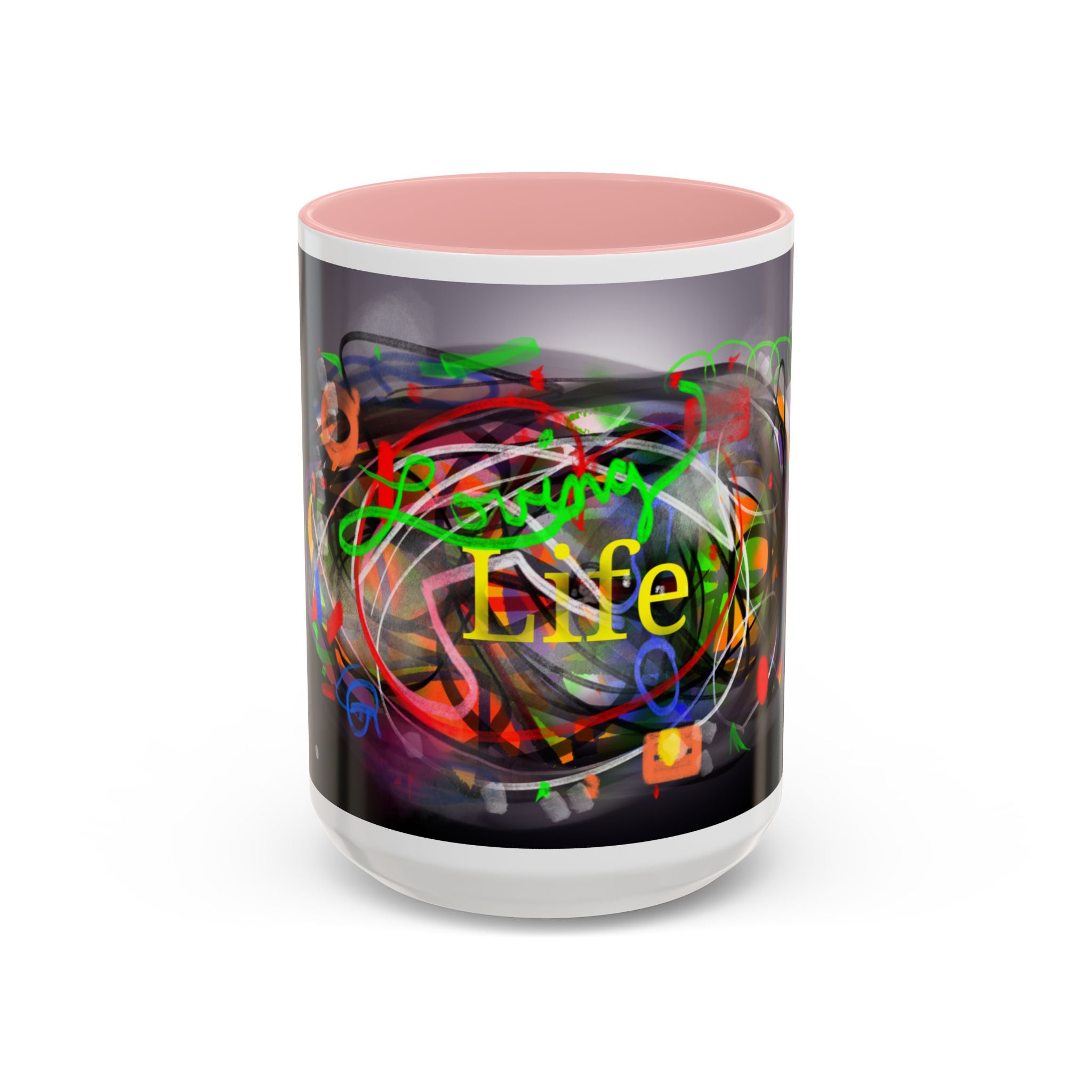 Abstract 'Live Your Life' Accent Coffee Mug — Colorful Artistic Ceramic Mug (11/15oz)