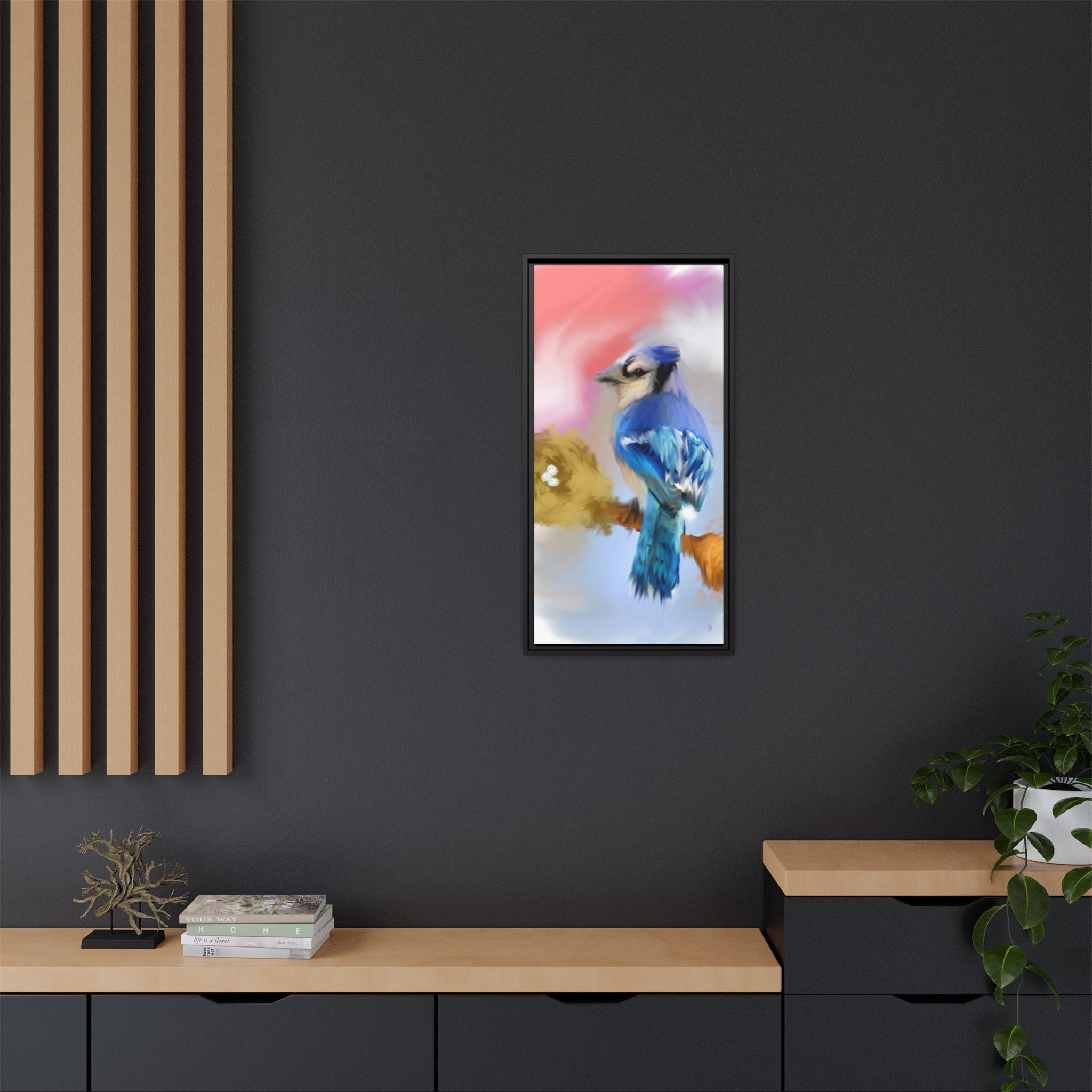 Blue Jay Art Print — Framed Matte Canvas Wall Art